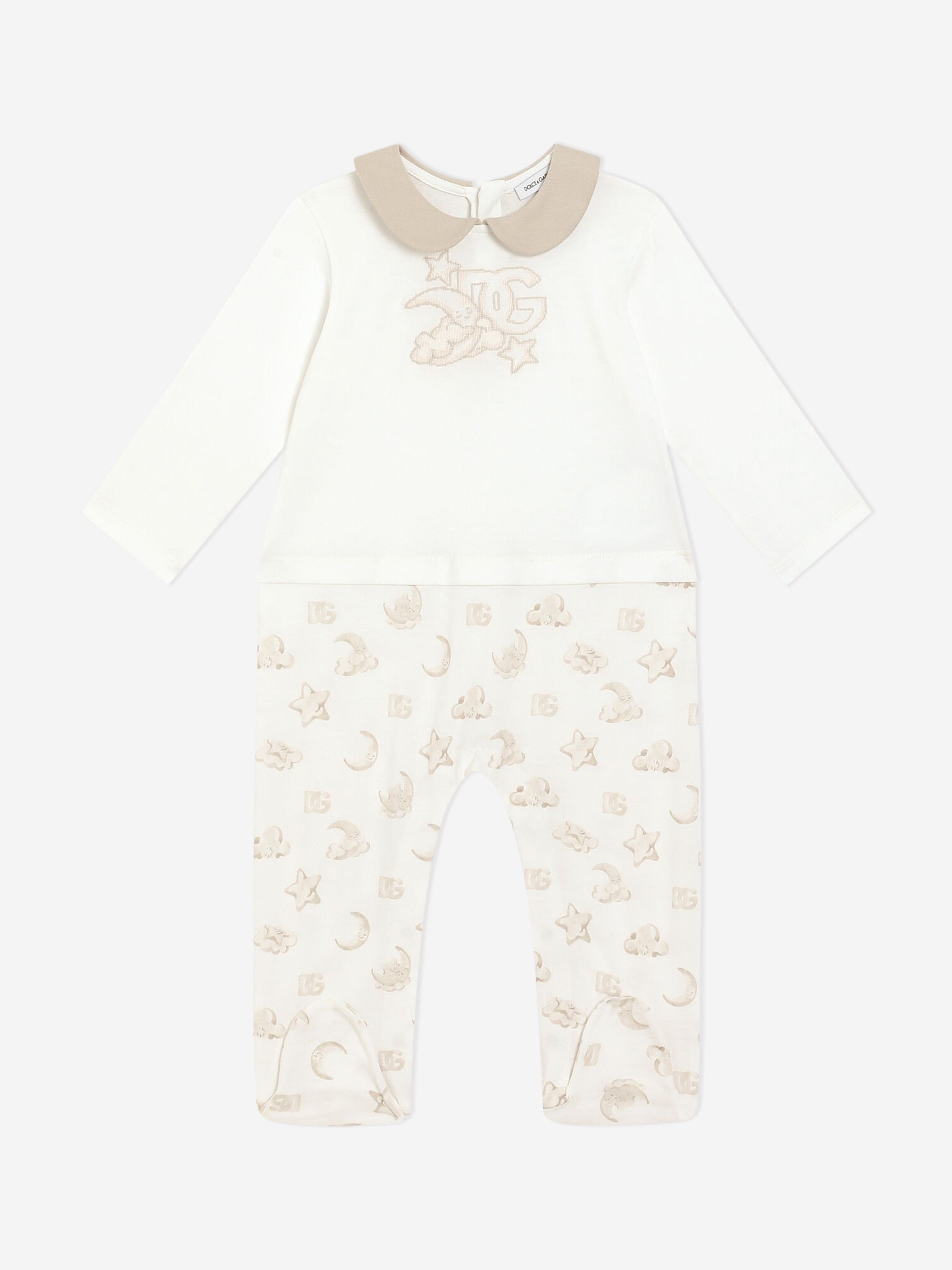 Adorable Ivory Babygrow Set with Embroidered Logo - Soft Cotton Infant Bodysuit & Romper for Newborns, Photo Shoots & Daily Wear