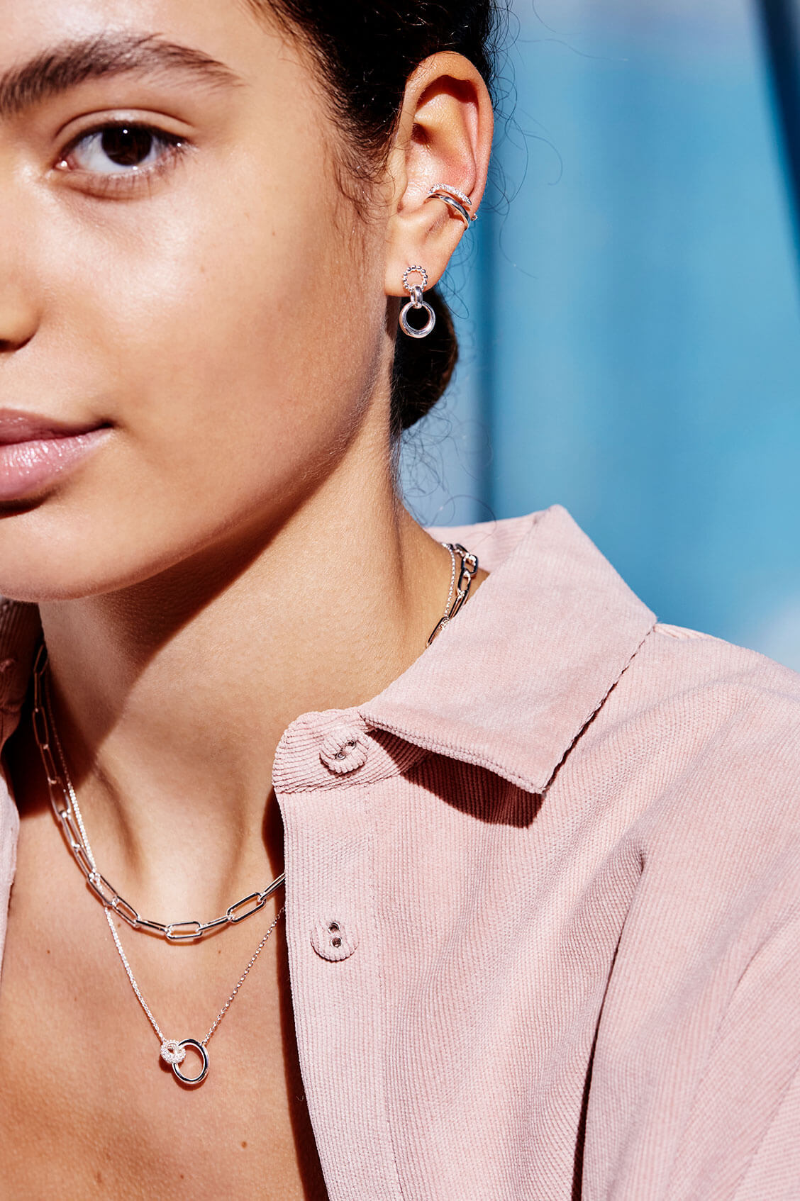 Interlinked Rings Necklace for Women - Elegant Gold & Silver Layered Chain Jewelry - Perfect for Date Night, Wedding & Everyday Wear