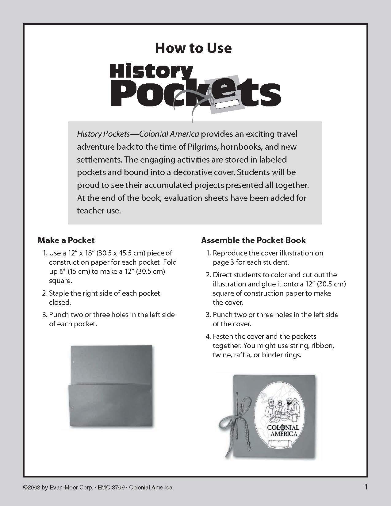 History Pockets: Colonial America Activity Book for Grades 4-6+ | Educational Social Studies Resource for Homeschool & Classroom Learning | Explore Early American History with Hands-on Projects