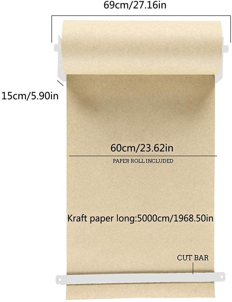 Wall Mounted Kraft Paper Roll Holder - Sturdy Paper Dispenser for Office, Home & Coffee Shop | Perfect for Wrapping, Crafting & Receipt Printing