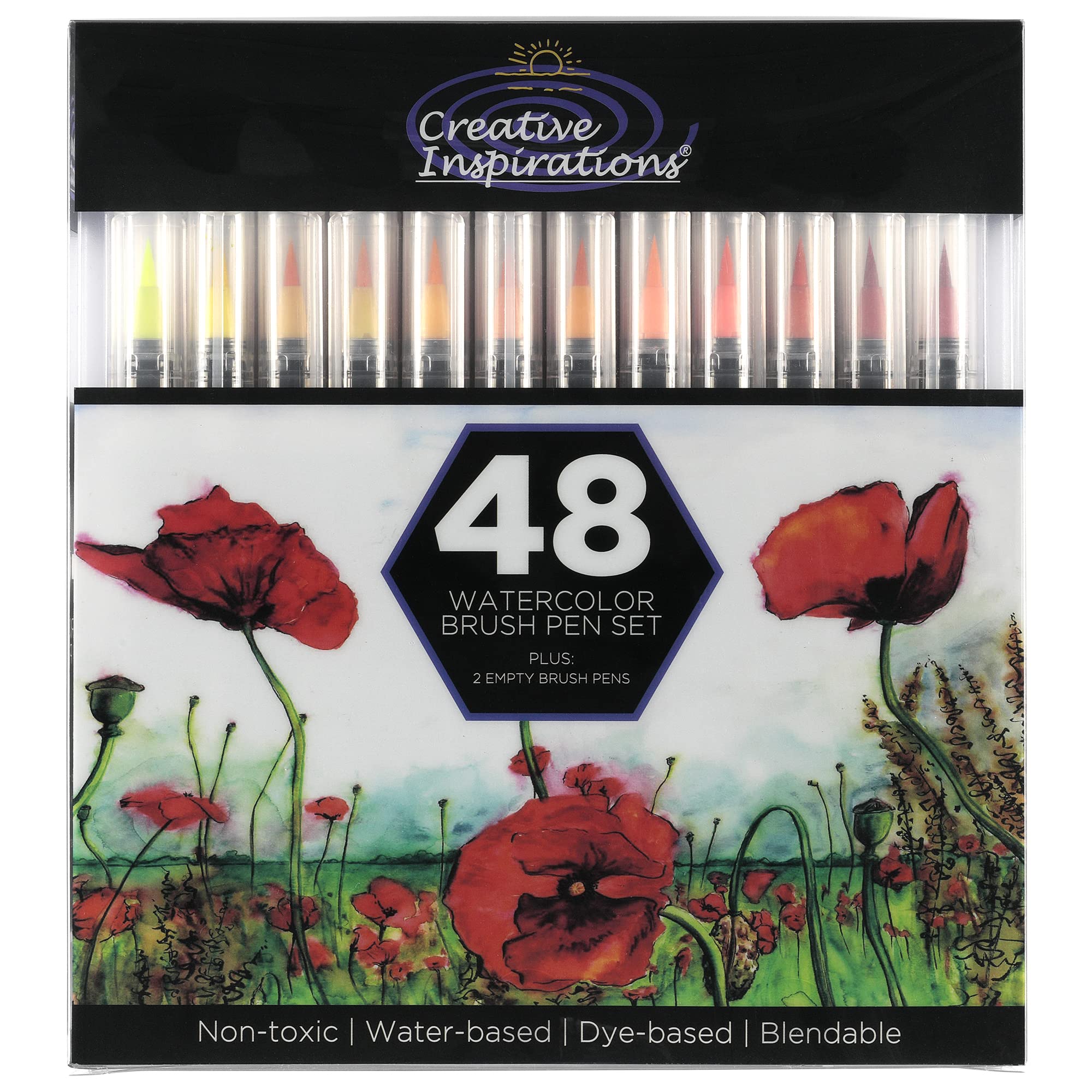48 Colors Watercolor Brush Pen Set - Water-Soluble Art Markers for Painting, Calligraphy & Adult Coloring Books | Perfect for Artists, Students & DIY Craft Projects