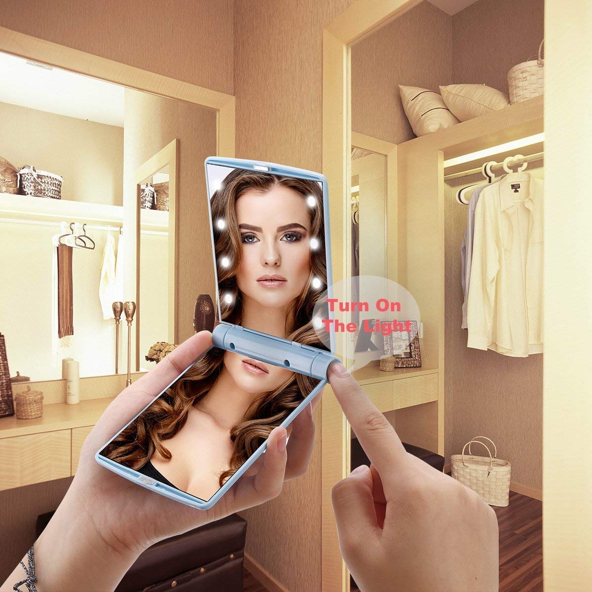 Clubx 22 LED Lighted Travel Makeup Mirror - Trifold Desktop Vanity Mirror with 8X Magnification & Adjustable Brightness for Perfect Makeup Application at Home or Travel | Ideal for Makeup Artists, Travelers & Home Beauty Stations