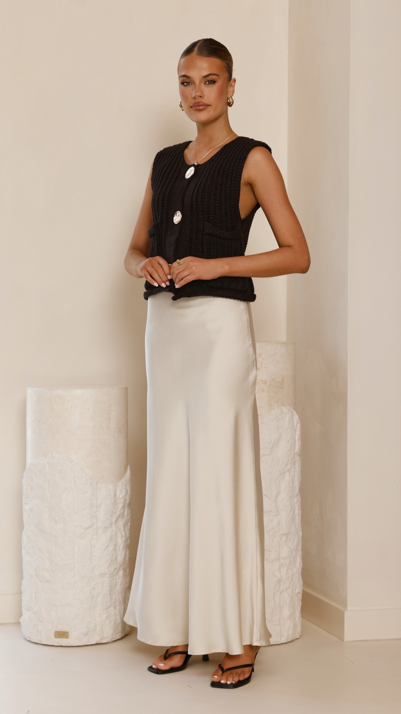 Jaffa Cropped Knit Vest for Women - Black | Stylish Layering Piece for Fall & Winter Outfits | Perfect for Office, Casual & Date Nights