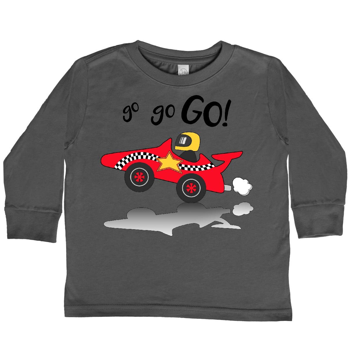 Inktastic Go Go Go Red Racing Car Toddler Long Sleeve T-Shirt - Cute Boys' Graphic Tee for Toddlers 12-24 Months - Perfect for Playdates, Birthday Parties & Racing Theme Outfits