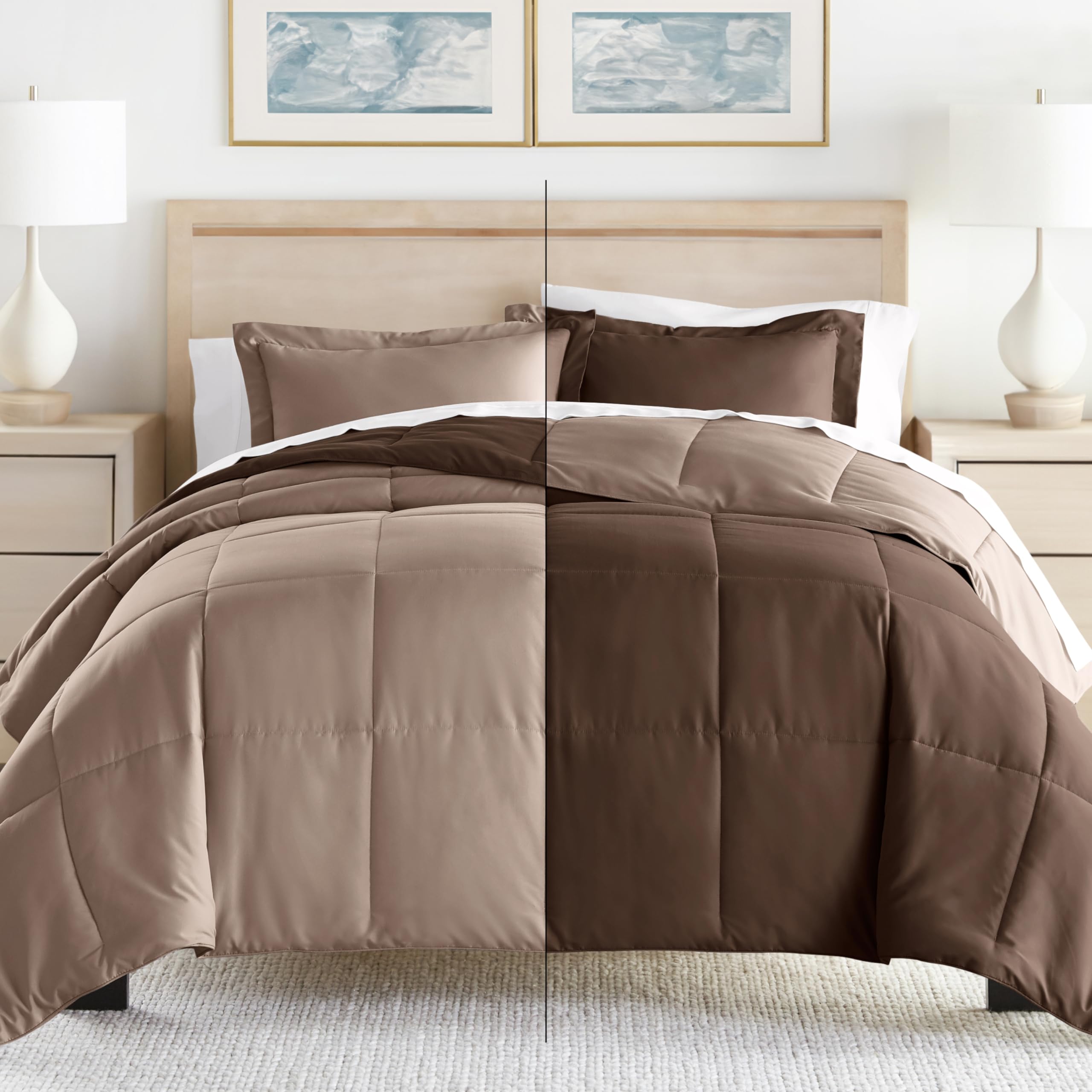 Luxury Reversible King Size Comforter Set (3 Piece) - Soft & Lightweight Down Alternative Bedding - Includes King Comforter & 2 Pillow Shams - Perfect for Master Bedroom, Guest Room & Cozy Home Decor