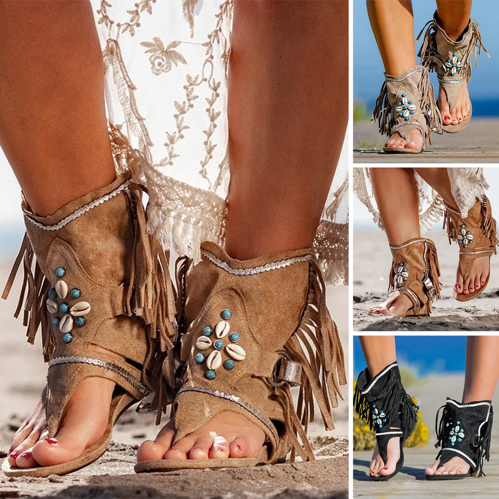 Bohemian Women's Boots with Tassels - Retro Chelsea Boots for Winter, Outdoor Sandals & Flip Flops - Perfect for Casual Wear, Music Festivals and Boho Fashion Outfits
