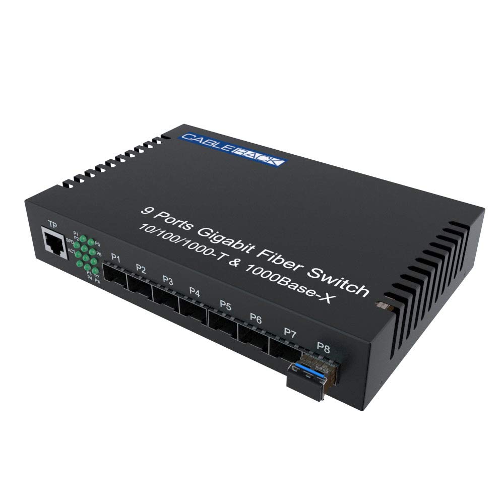 8 Port SFP Unmanaged Ethernet Optical Switch with Single Mode SFP Module - High Speed Network Switch for Home Office, Data Center & Enterprise Networking