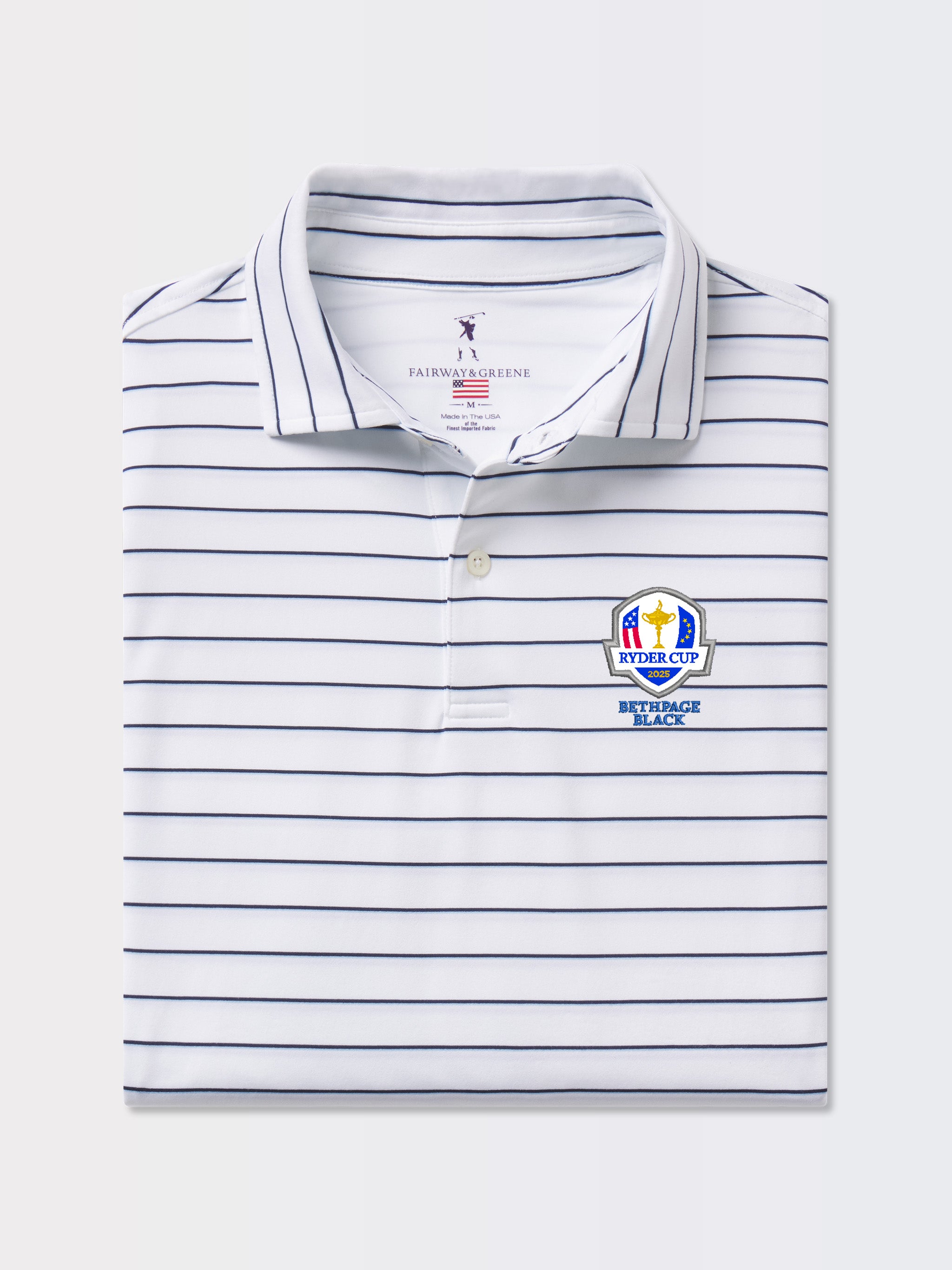 Ryder Cup Faxon Stripe Jersey Polo Shirt - Men's Golf Apparel for Tournament & Casual Wear