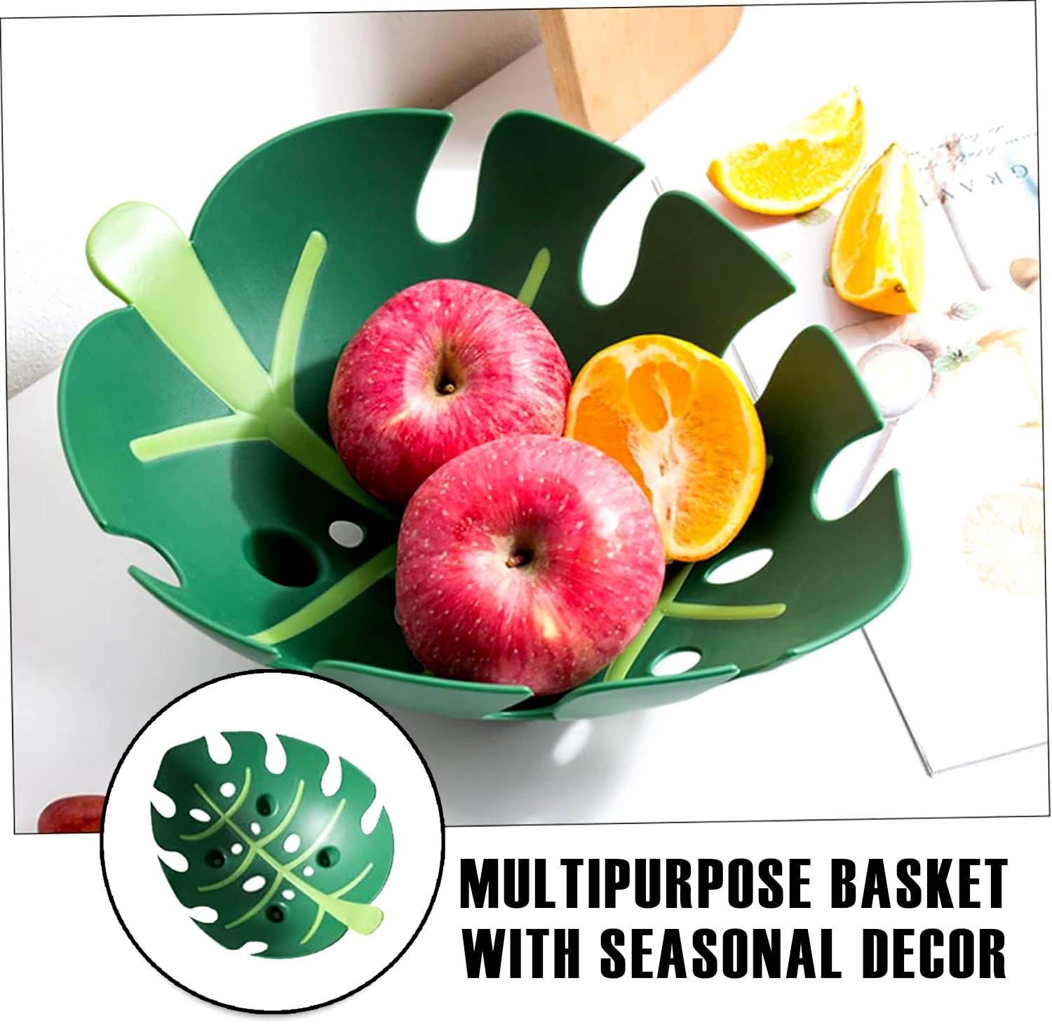 Heart-Shaped Home Storage Basket - Multipurpose Leaf Design Fruit & Vegetable Strainer Bowl for Kitchen, Dining Table - Perfect for Organizing Fruits, Veggies, and Decor Items