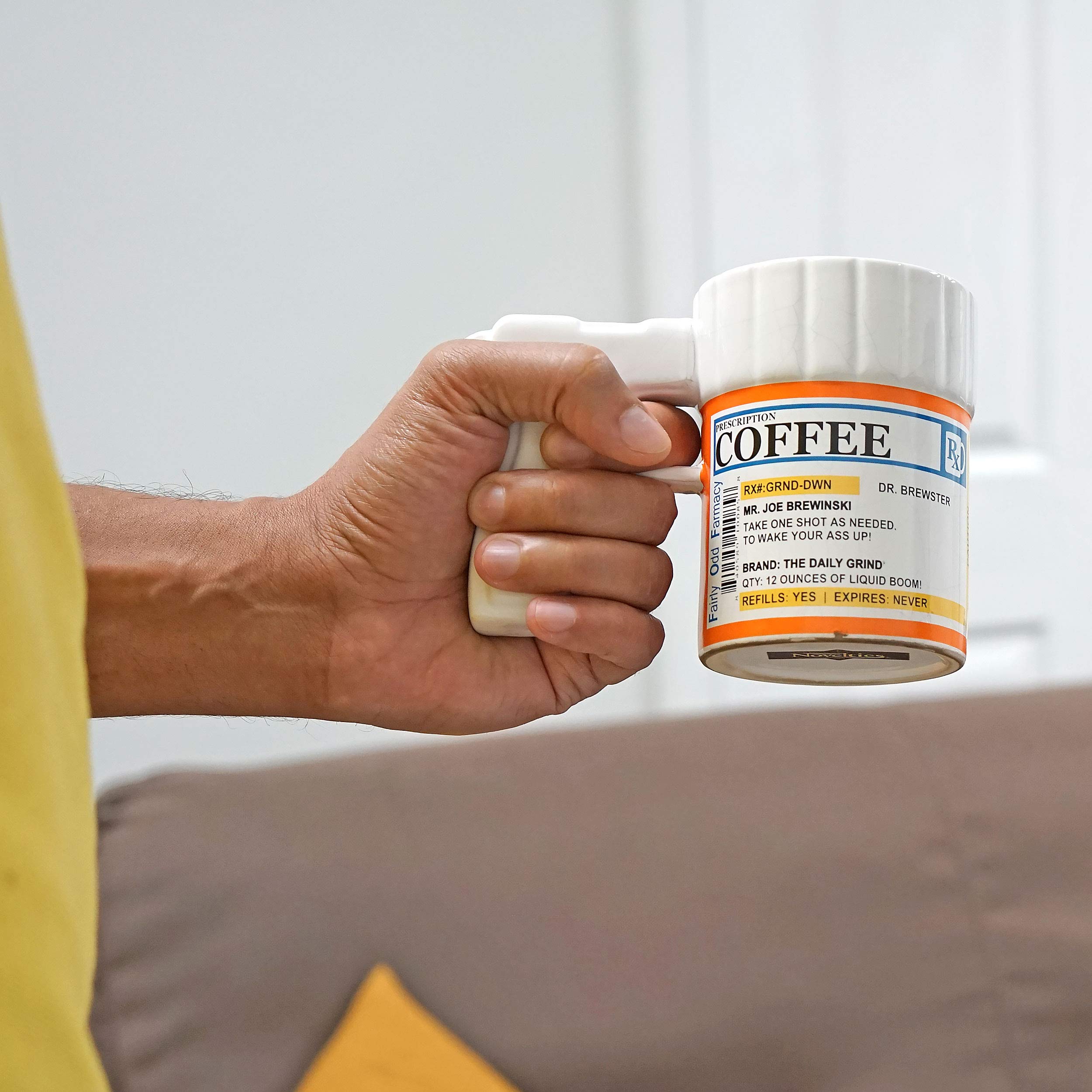 Fairly Odd Novelties Prescription Gun Coffee Mug - 12oz Funny Doctor Themed Ceramic Cup - Perfect for Office Humor, Gag Gifts & Coffee Lovers