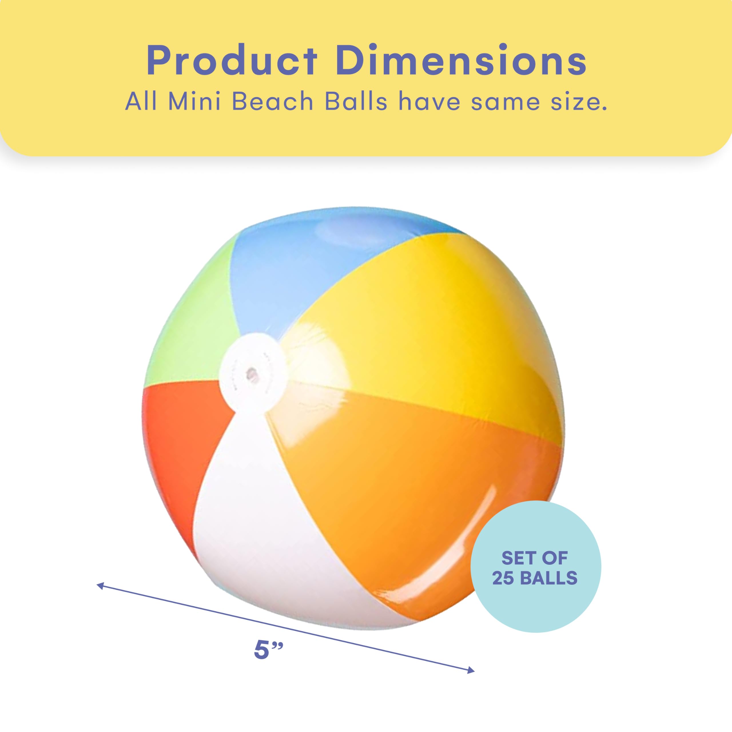 Top Race Mini Beach Balls Bulk Pack - 6 Inch Inflatable Rainbow Beach Balls for Kids - Perfect for Pool Parties, Summer Beach Games, Lake Activities, and Themed Party Decorations - 25 Pack