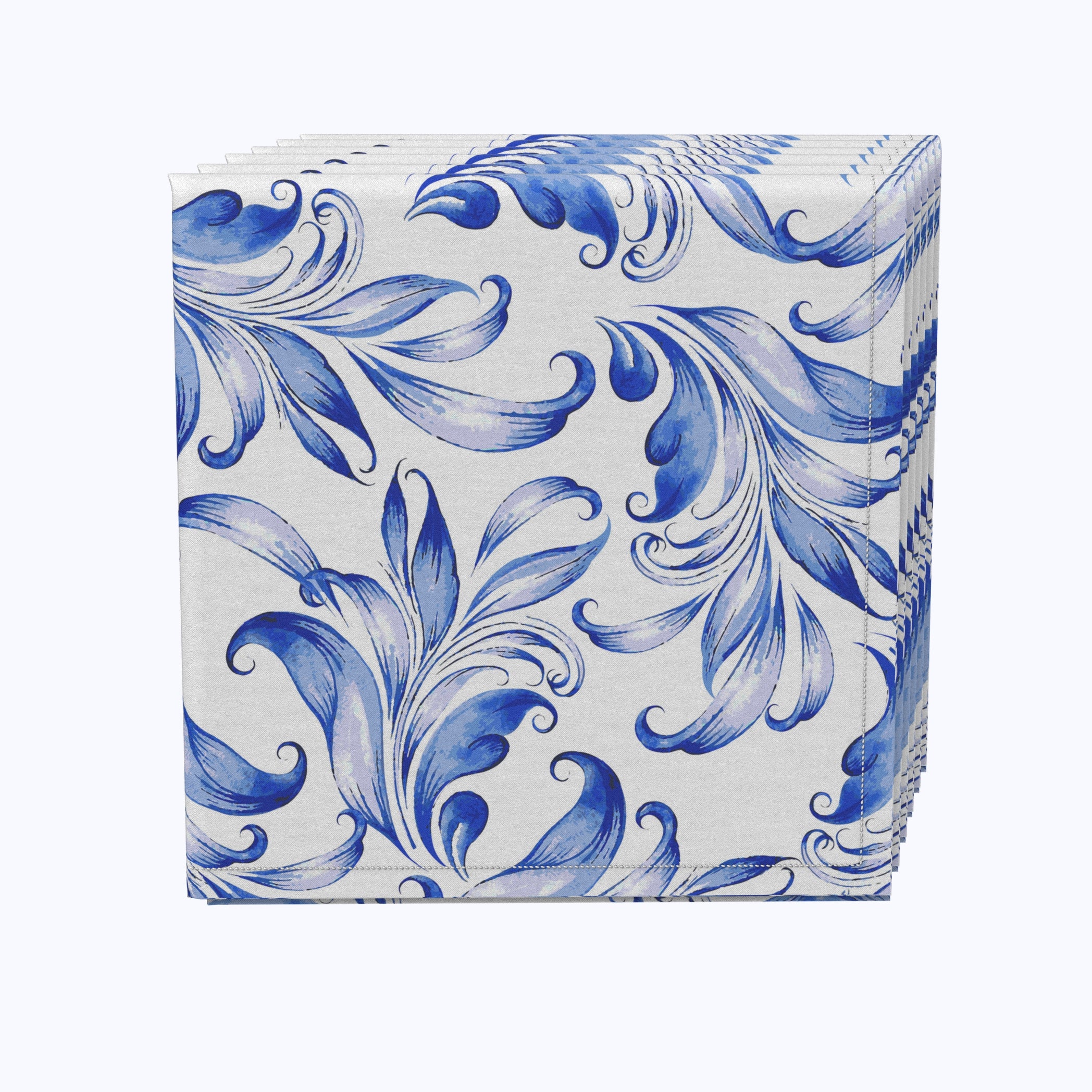 Blue Traditional Leaves Napkins - Elegant Floral Design for Dining, Parties & Home Decor | Premium Quality Paper Napkins for Weddings, Events & Everyday Use