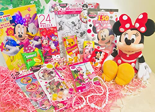 Minnie Mouse Gift Basket for Kids - Birthday & Get Well Present with Snacks & Toys - Perfect for Girls Ages 3-9 - Ideal for Birthday Parties, Hospital Visits & Special Occasions