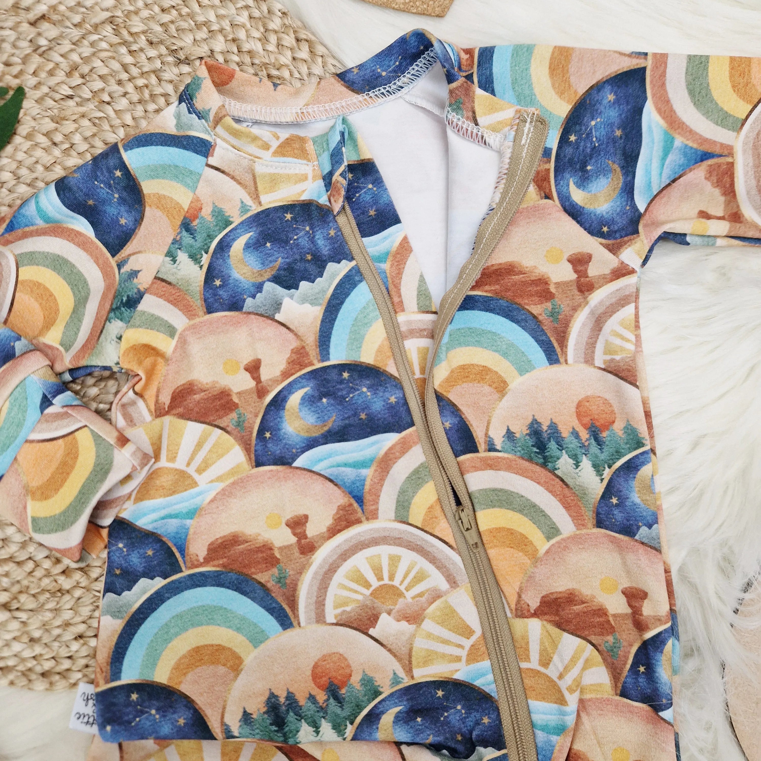 Boho Arcs Baby Bodysuit with Zipper - Soft & Stylish Infant Onesie for Newborns, Perfect for Playtime, Outings & Photo Shoots