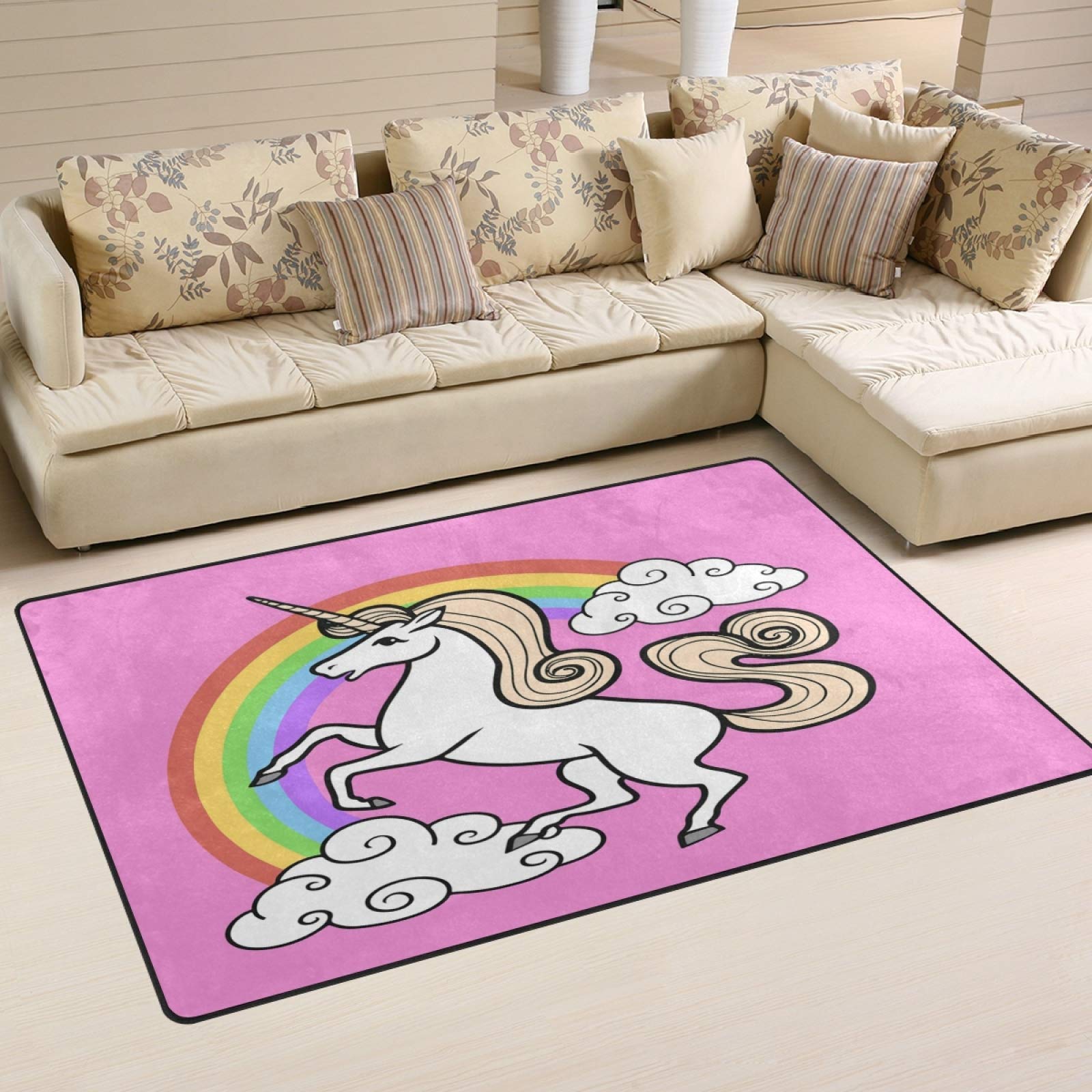 ALAZA Soft Cartoon Unicorn Cloud Horse Area Rug - Non-Slip Kids Room Carpet for Living Room, Bedroom, Nursery - 31 x 20 Inches - Perfect for Playrooms, Dorm Decor & Birthday Gifts
