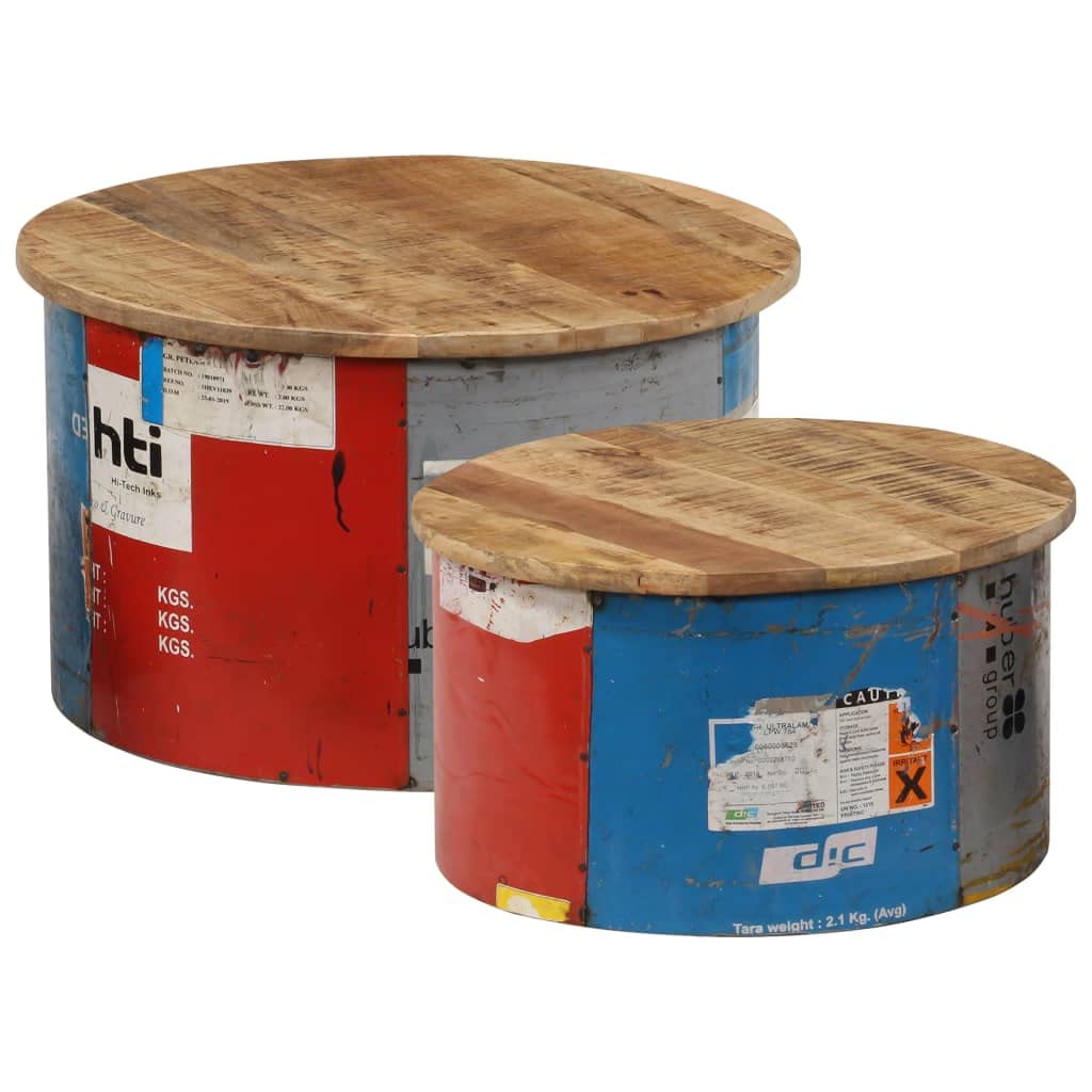 2-Piece Solid Mango Wood Coffee Table Set - Natural Wood Finish & Multicolor Options (14.74g) - Perfect for Living Room, Lounge, or Office Decor