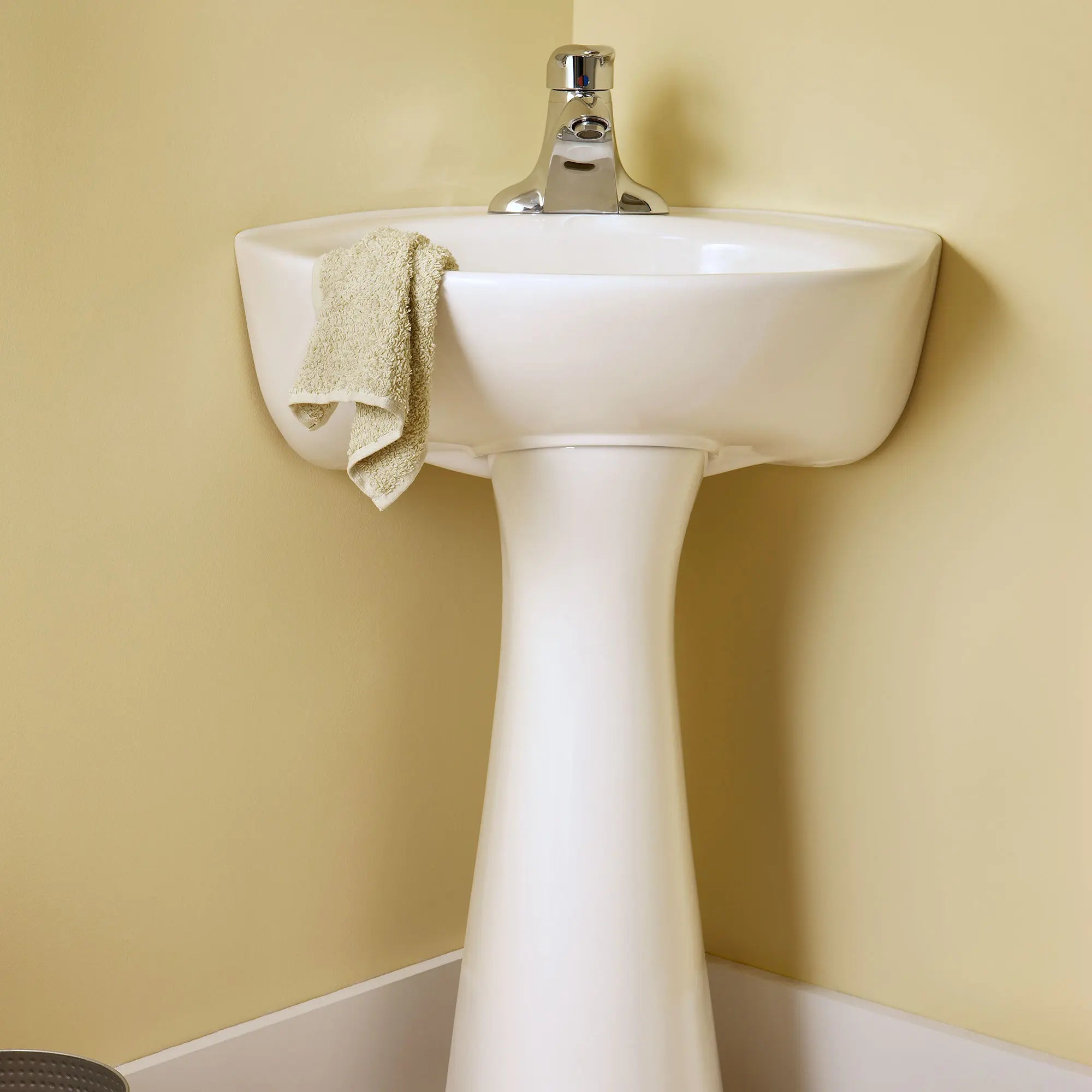 4 Inch Centerset Pedestal Sink Faucet - Chrome Bathroom Sink Faucet with Pop-Up Drain for Vanity, Powder Room & Guest Bathroom
