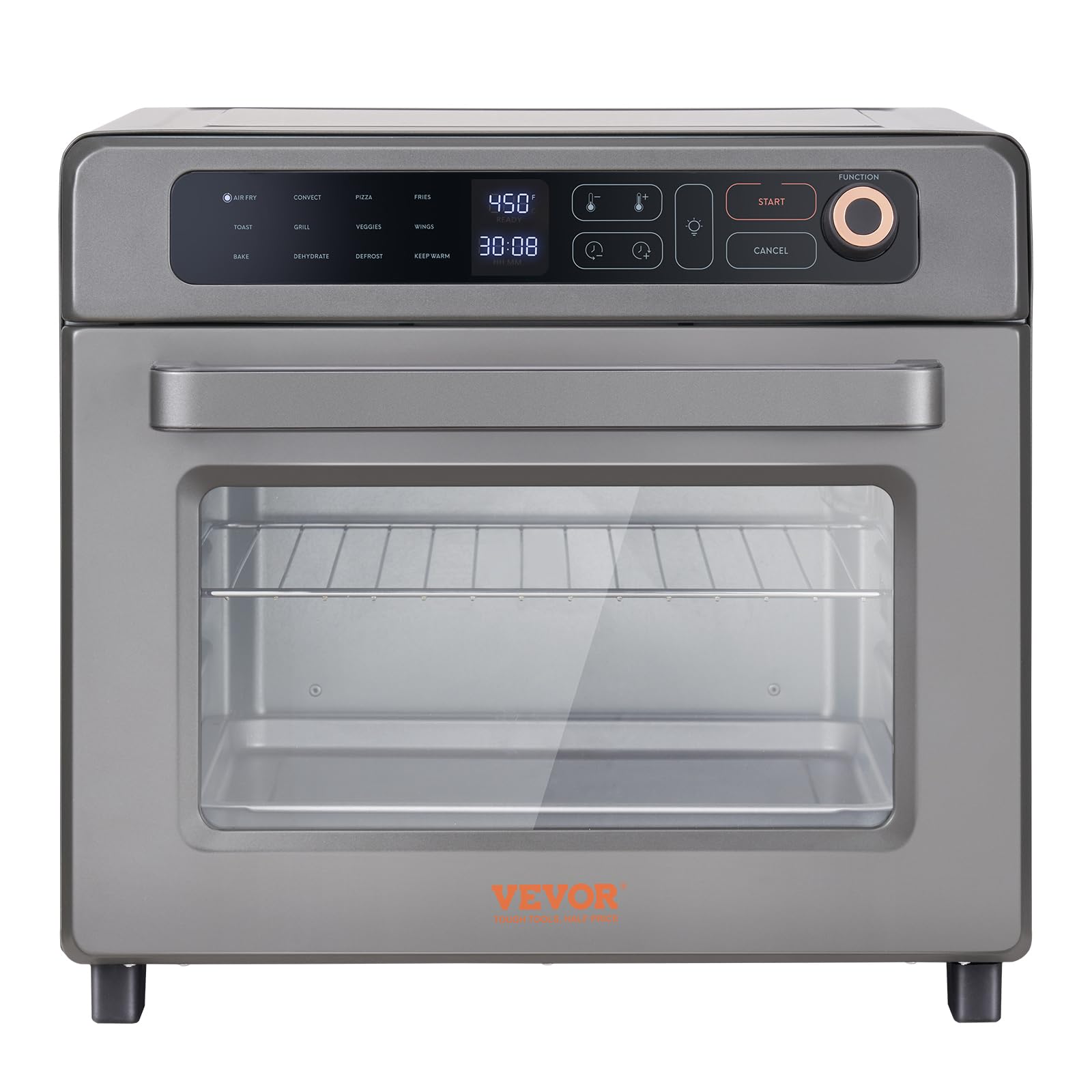 VEVOR 12-in-1 Air Fryer Toaster Oven Combo, 25L Large Capacity Convection Oven with Grill & Pizza Pan, 1700W Stainless Steel Countertop Toaster for 12 Slices Toast & 12-inch Pizza - Perfect for Home Kitchen, Small Restaurant & Commercial Use