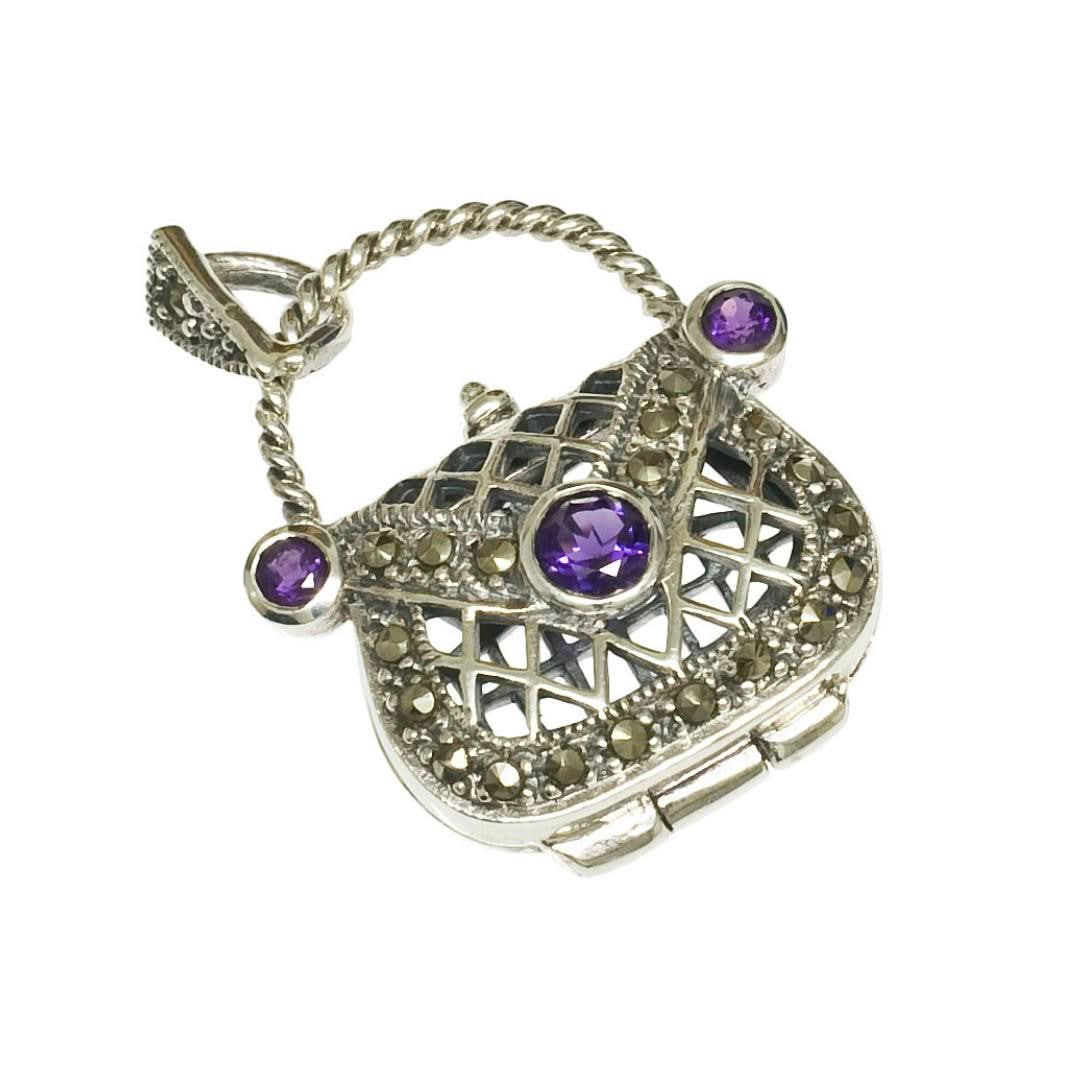 Elegant Amethyst Handbag Locket - Vintage Style Jewelry for Women | Perfect Gift for Birthday, Anniversary & Valentine's Day | Wear with Evening Dresses, Casual Outfits & Special Occasions