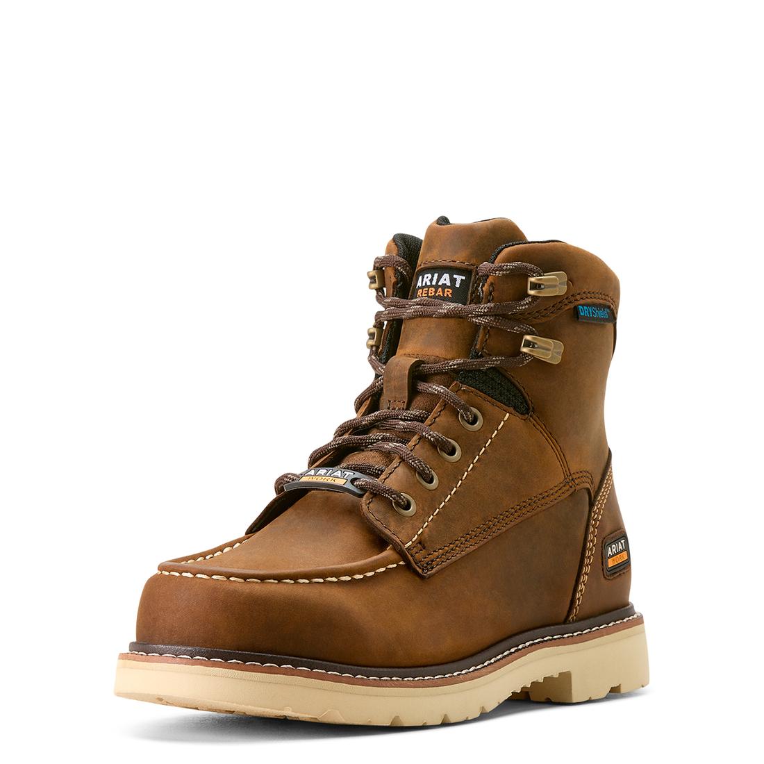 Rebar Lift Women's Waterproof Steel Toe Work Boots - Brown Safety Shoes for Construction, Hiking & Outdoor Work