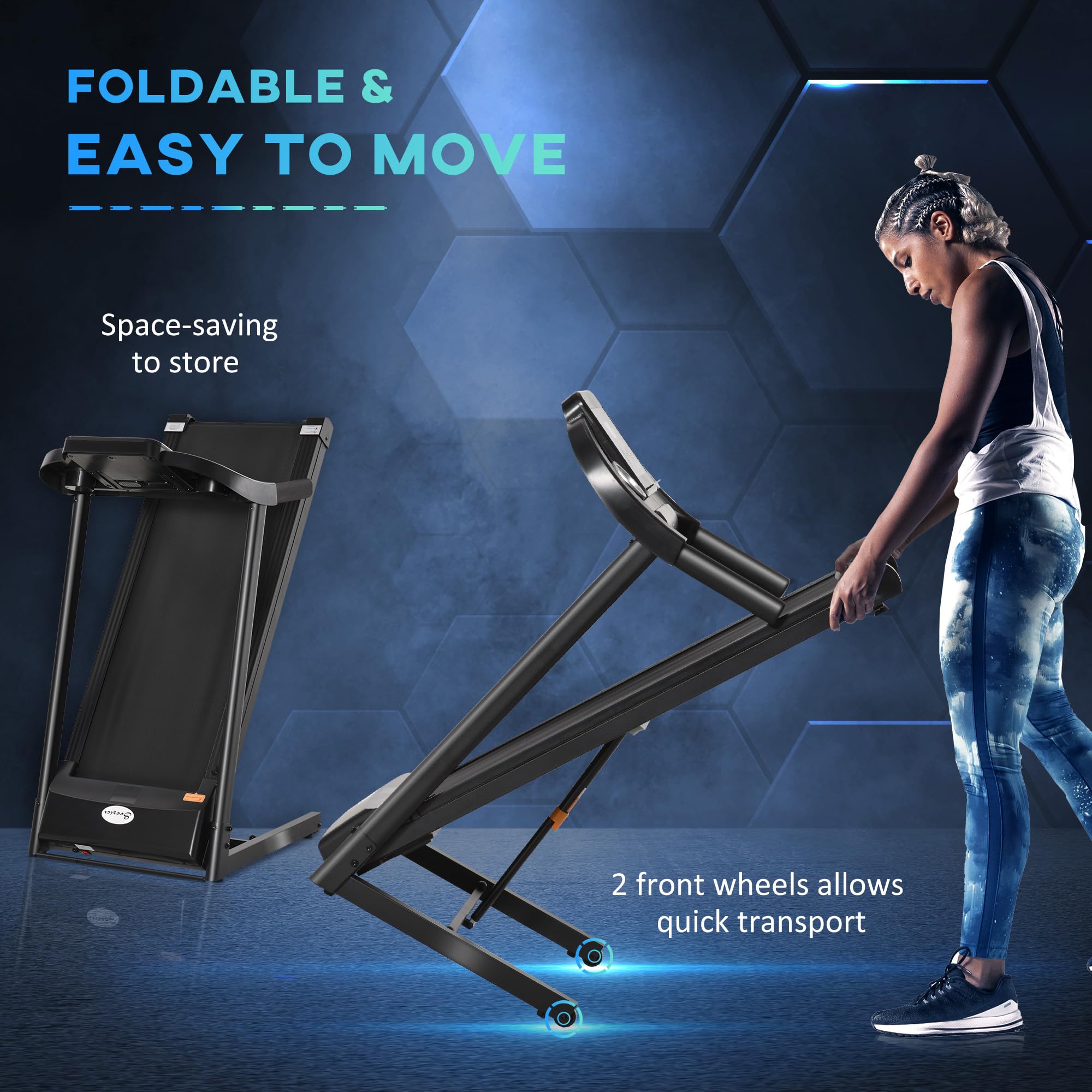 Soozier Folding Treadmill 1.5HP Electric Motorized Running Machine - 7.45 MPH Max Speed, 12 Preset Programs, LED Display - Compact Home Gym Equipment for Walking, Jogging & Indoor Fitness (Black) | Perfect for Small Spaces, Apartments & Home Workouts