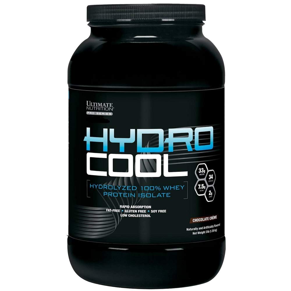 Ultimate Nutrition HydroCool Hydrolyzed Whey Protein Isolate Powder - No Bloating, Fat & Gluten Free, 33g Protein, Fast Absorption, Vanilla Flavor, 3lb for Post-Workout Recovery & Muscle Growth