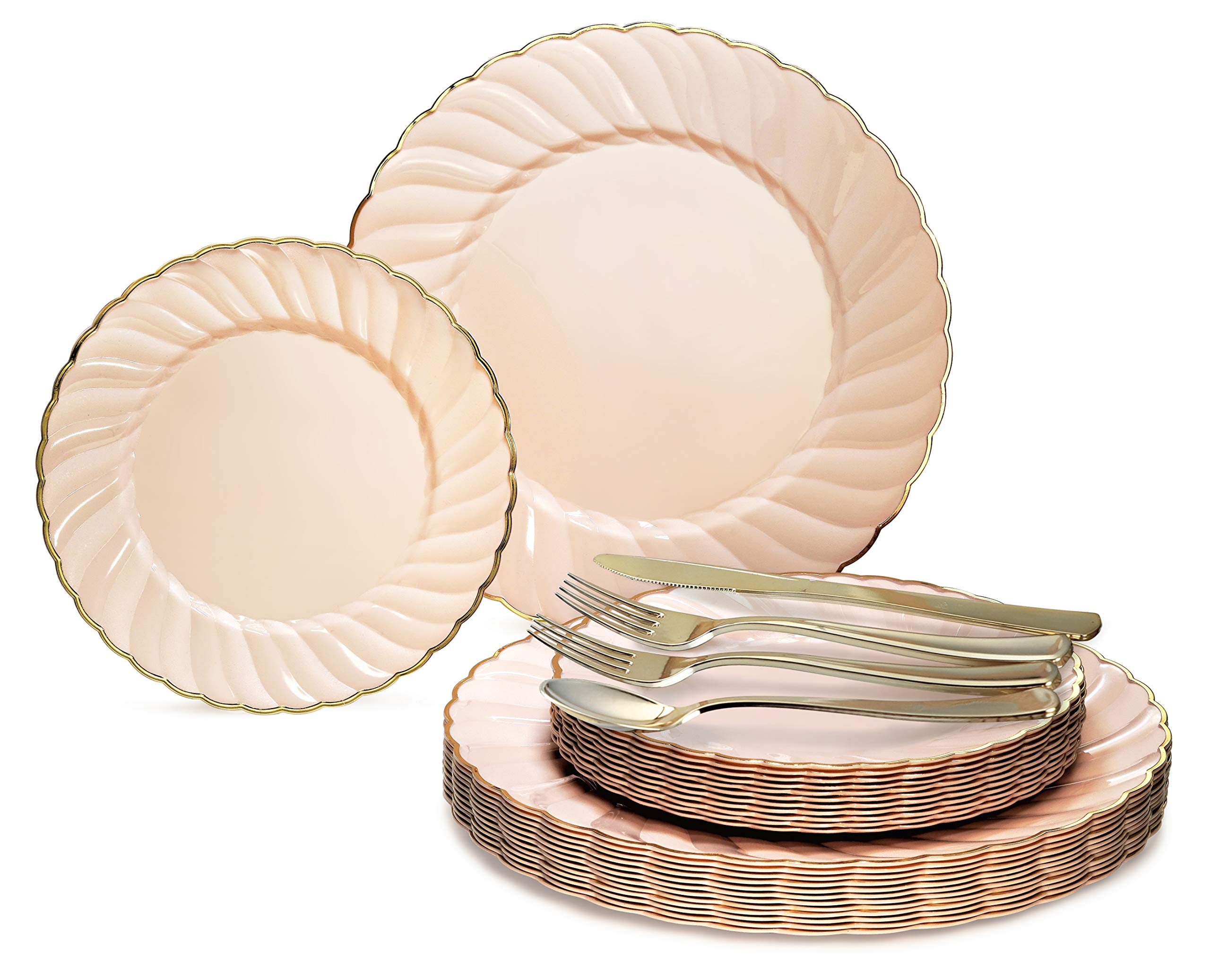 720-Piece Wedding Disposable Plastic Plate & Silverware Set (120 Guests) - 10.25