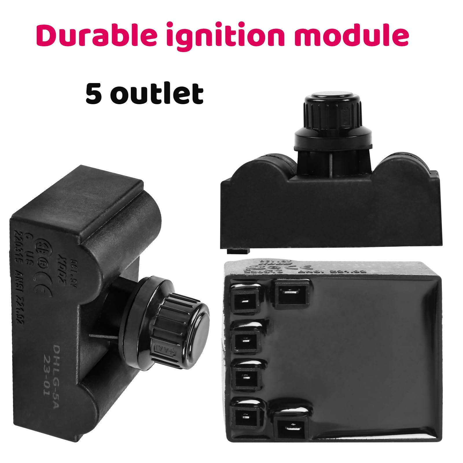 Uniflasy Grill Igniter Kit - Electronic Ignition Module with Switch Button & Wires for Charbroil Gas Grills - Replacement for CharBroil Ignition Systems (5 Outlets) - Perfect for Backyard BBQs, Patio Cooking & Outdoor Grilling Parties