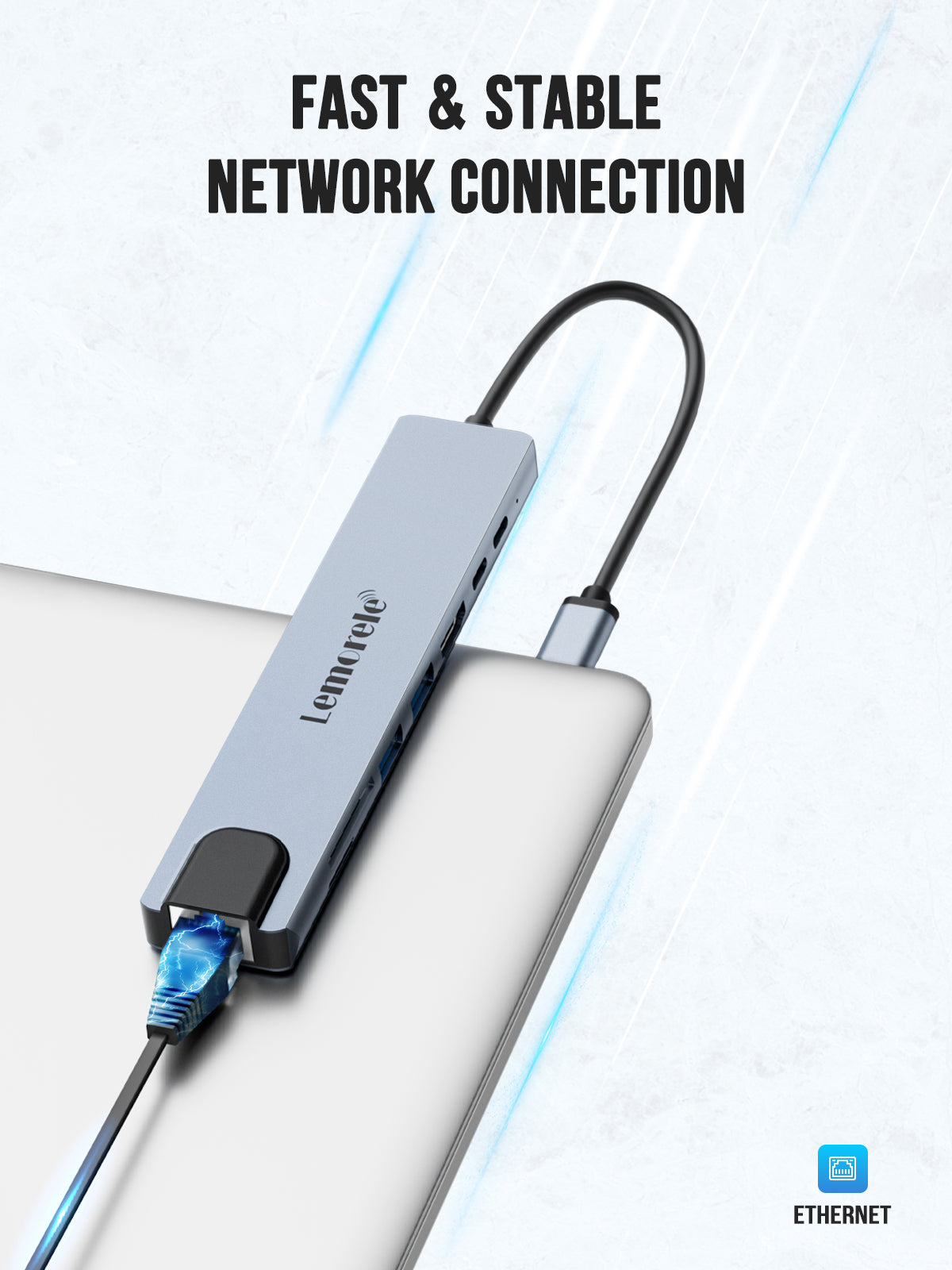 Lemorele 8-in-1 USB C Hub with 4K HDMI, USB 3.0 Ports, SD/TF Card Reader - Compact Multi-Port Adapter for MacBook Pro, Dell XPS, iPad Pro - Perfect for Home Office, Travel & Conference Presentations
