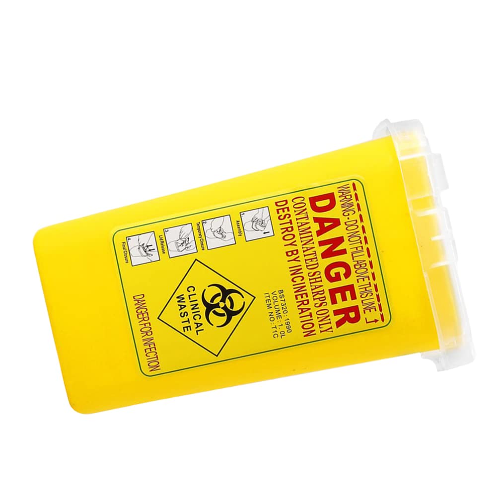 Healeved Sharps Disposal Container - Safe Razor Blade & Syringe Disposal Box with Secure Flip Lid - Biohazard Waste Container for Lancets, Tattoo Needles & Medical Waste (Yellow) - Ideal for Home, Clinic & Tattoo Studio Use