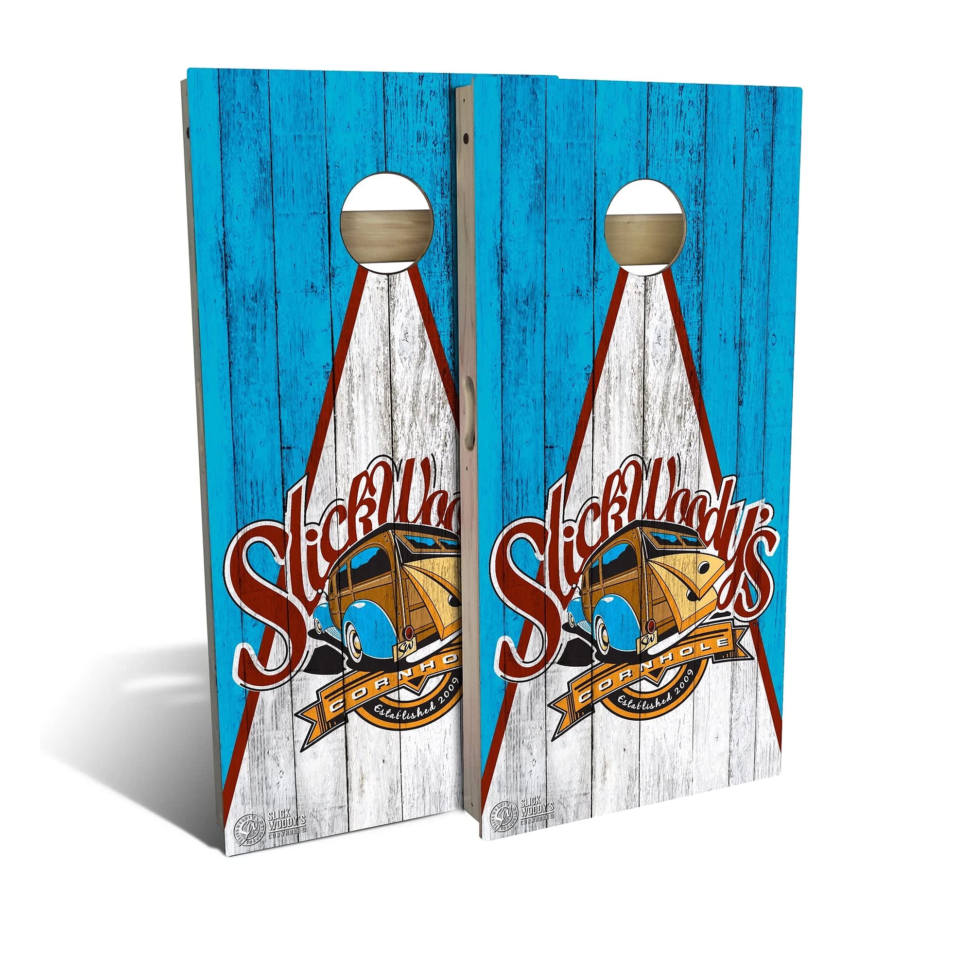 Premium Triangle Heritage Cornhole Boards Set - 2 Regulation Boards & 8 All-Weather Bags - Customizable Options for Tailgating, Backyard Parties & Outdoor Games