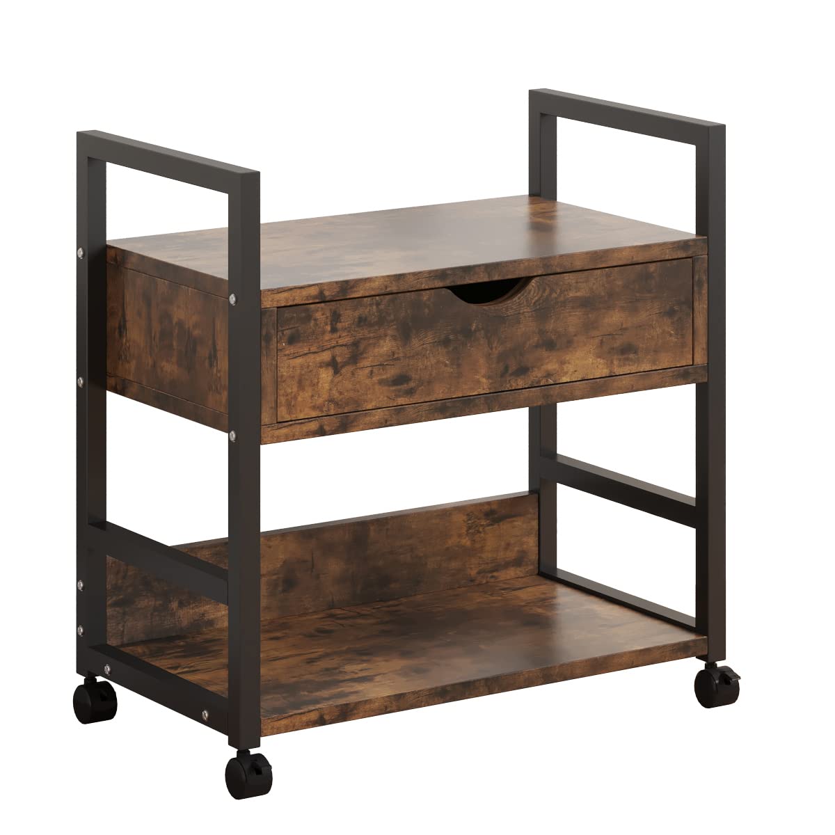 TigerDad Mobile Printer Stand with Storage Drawer & Wheels - Adjustable Utility Cart, File Cabinet & Workspace Organizer for Home Office - Perfect for Small Spaces & Office Organization