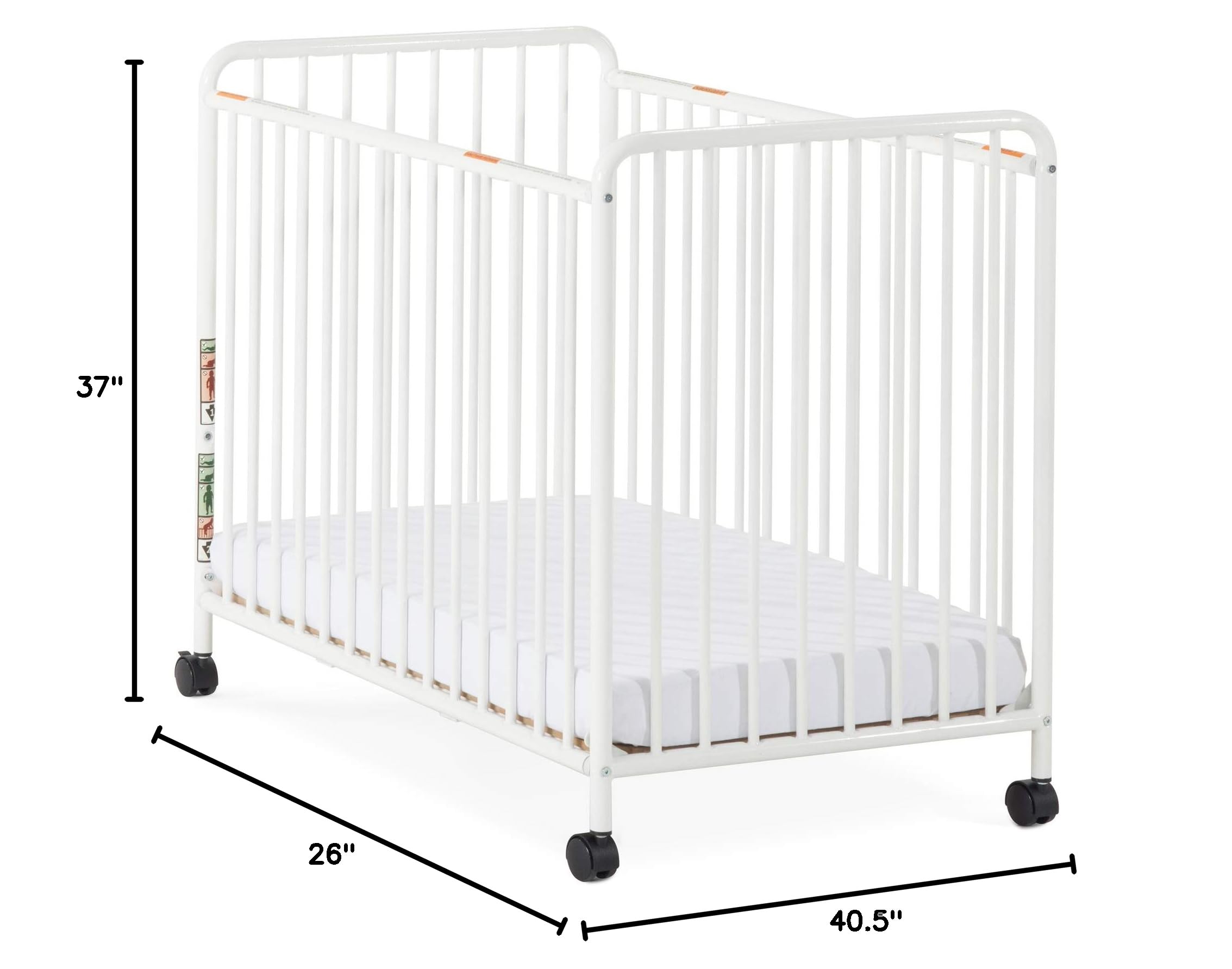 Child Craft Siesta Metal Portable Crib - Non-Folding Design with 2