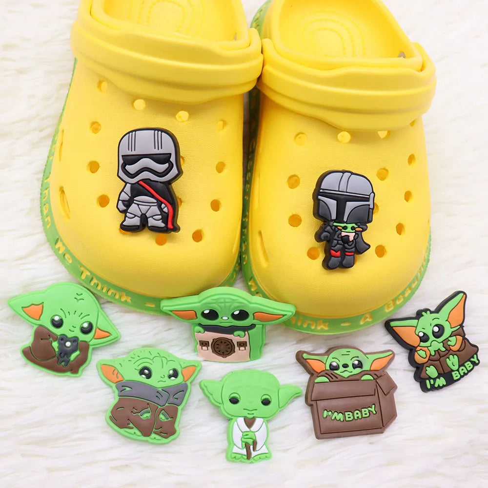 22Pcs Baby Yoda Shoe Charms - Cute Green Alien PVC Sandal Accessories for Boys & Girls - Perfect for Garden Parties, Cosplay & Gifts