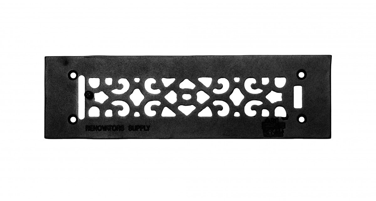 Black Heat Air Grille Cast Victorian Register Air Vent Duct - Premium HVAC Ventilation Cover for Home Renovation & Historic Restoration