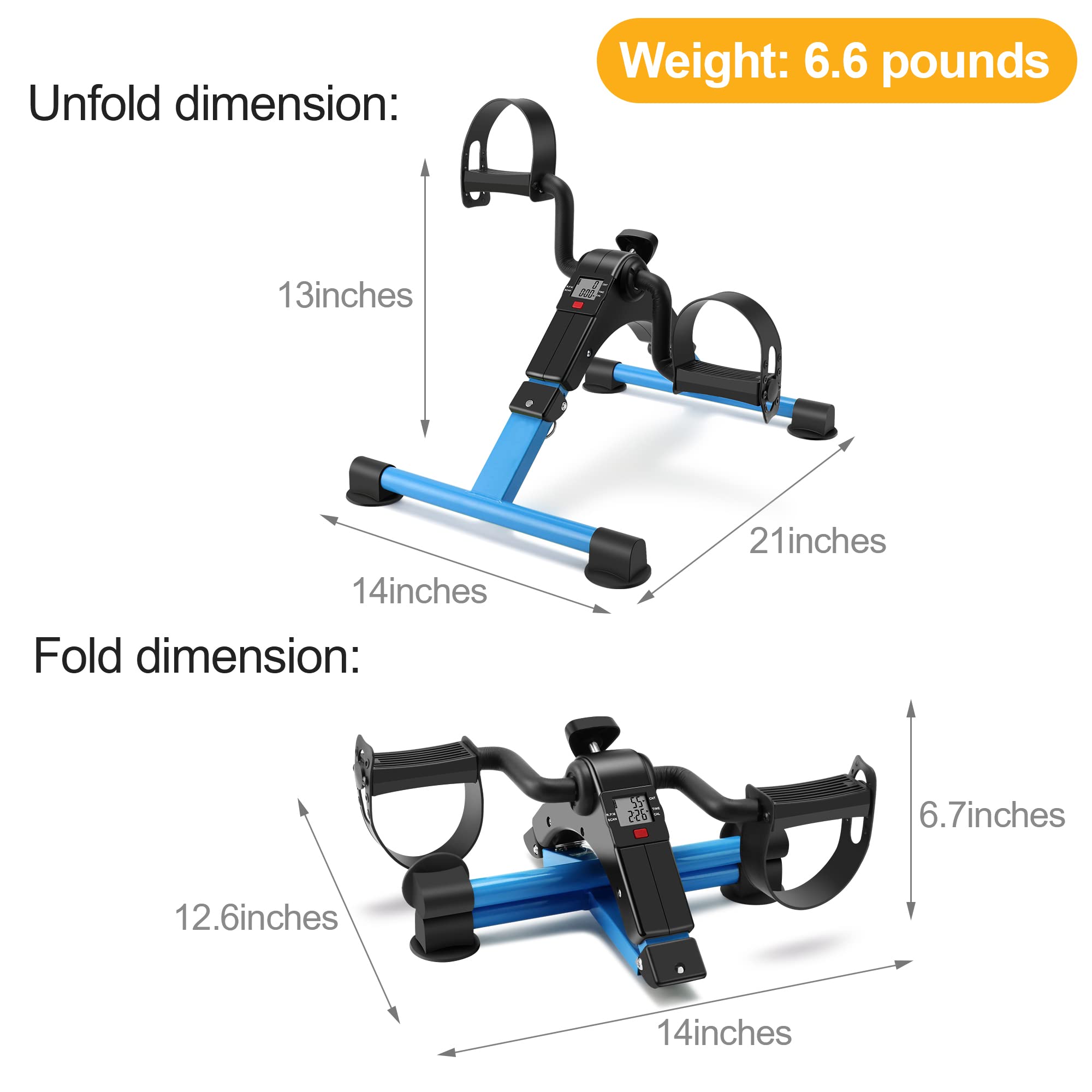 Portable Folding Exercise Bike with LCD Display - Arm & Leg Pedal Exerciser for Home & Office Workouts - Compact Desk Bike for Cardio & Fitness Training