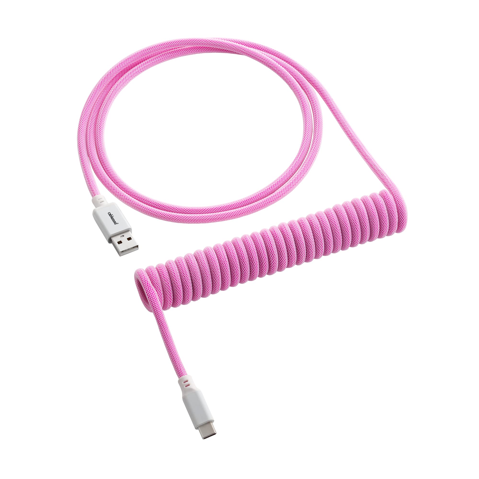 Premium Coiled USB A to USB C Keyboard Cable - CableMod Classic (Strawberry Cream, 150cm) for Mechanical Keyboards, Gaming Setup & Office Workstations