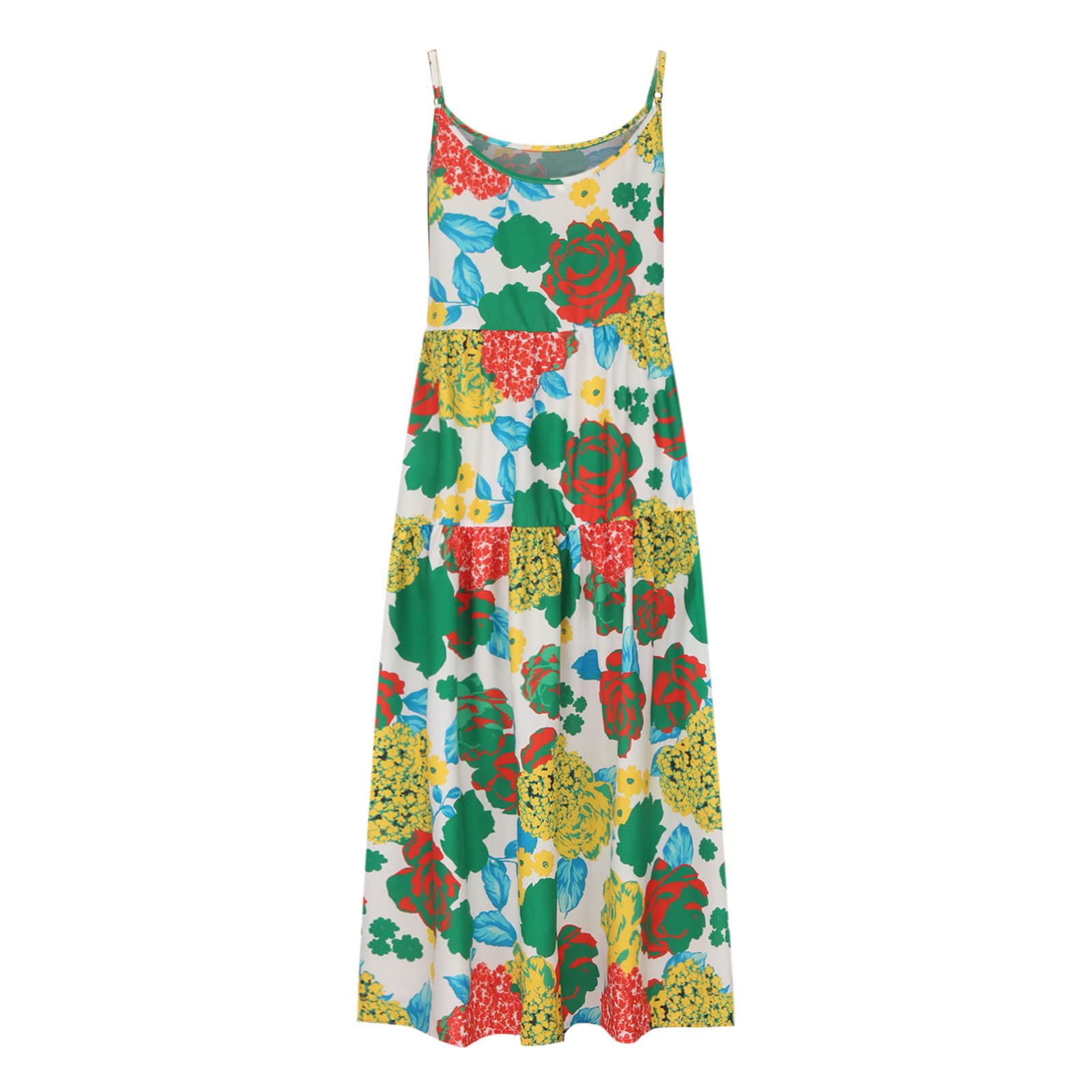 Boho Floral Print Women's Maxi Dress - Sleeveless Spaghetti Strap Casual Summer Beach Dress for Vacation, Outdoor Parties & Relaxing Getaways