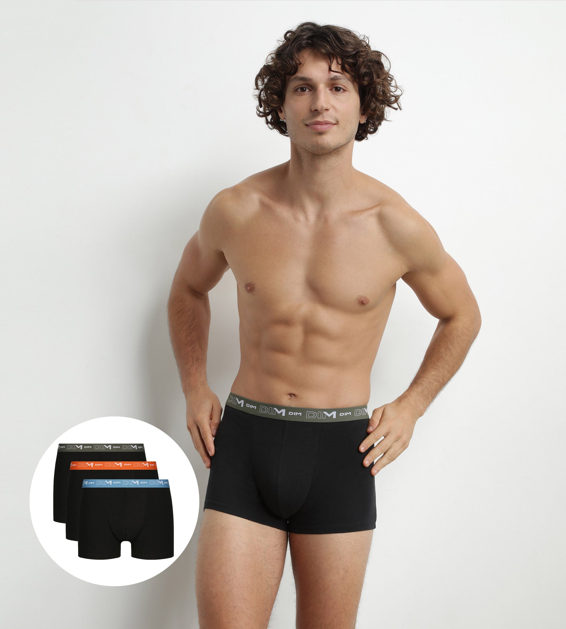 3 Pack Men's Cotton Boxer Briefs - Soft Stretch Underwear in Blue & Orange - Comfortable for Daily Wear, Sports & Travel