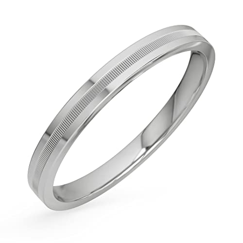 14K Solid Gold Carved Wedding Band for Women & Men - 2.5mm Thin Ring in Yellow, White & Rose Gold - Elegant Matching Couple Rings for Engagement, Anniversary & Special Occasions