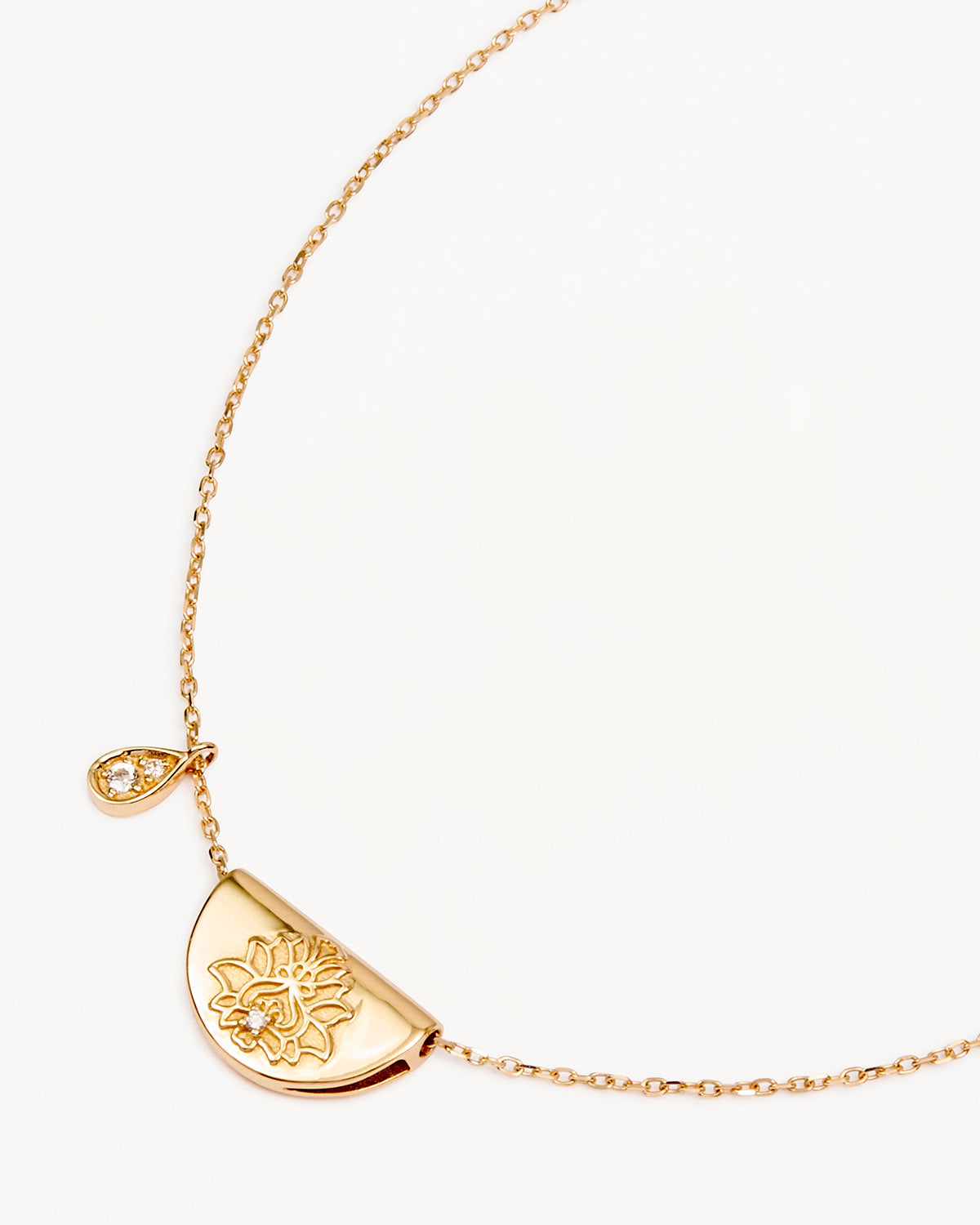 14K Solid Gold Lotus Birthstone Diamond Necklace with April White Topaz - Elegant Jewelry Gift for Women, Perfect for Birthdays, Anniversaries & Special Occasions