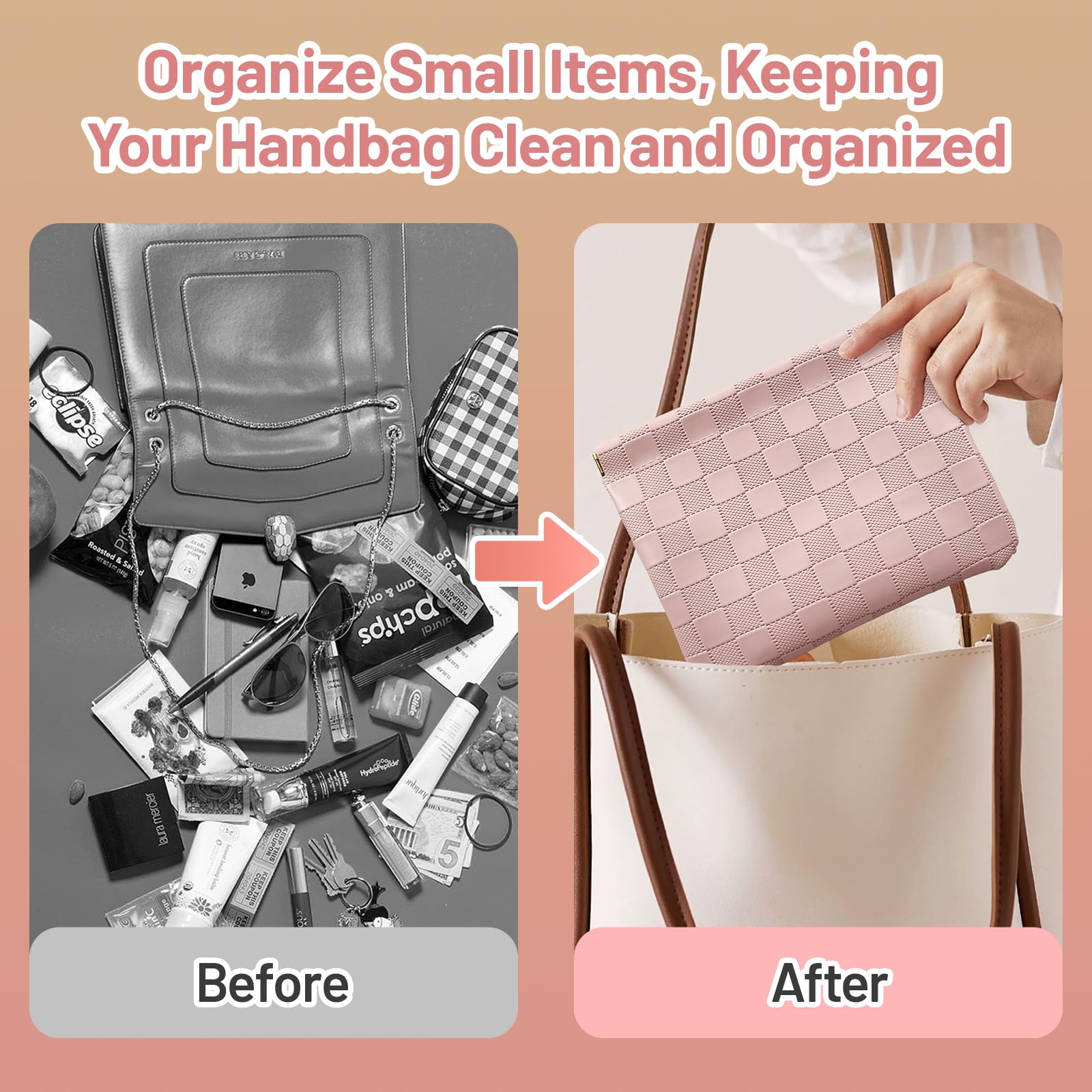 4PCS Cute Checkered Mini Makeup Bags 7.09