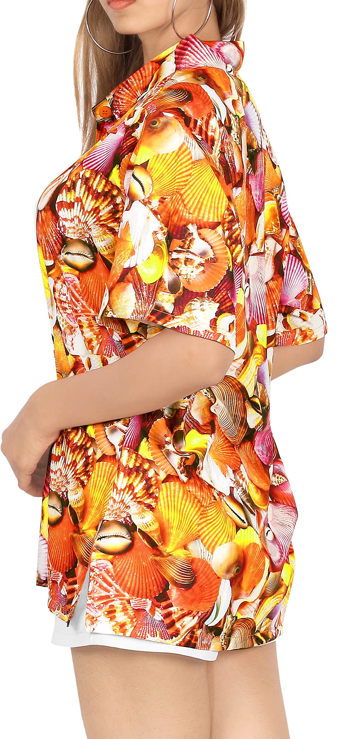 Happy Bay Women's Hawaiian Short Sleeve Beach Blouse - Floral Summer Vacation Shirt for Tropical Getaways, Pool Parties & Island Resorts