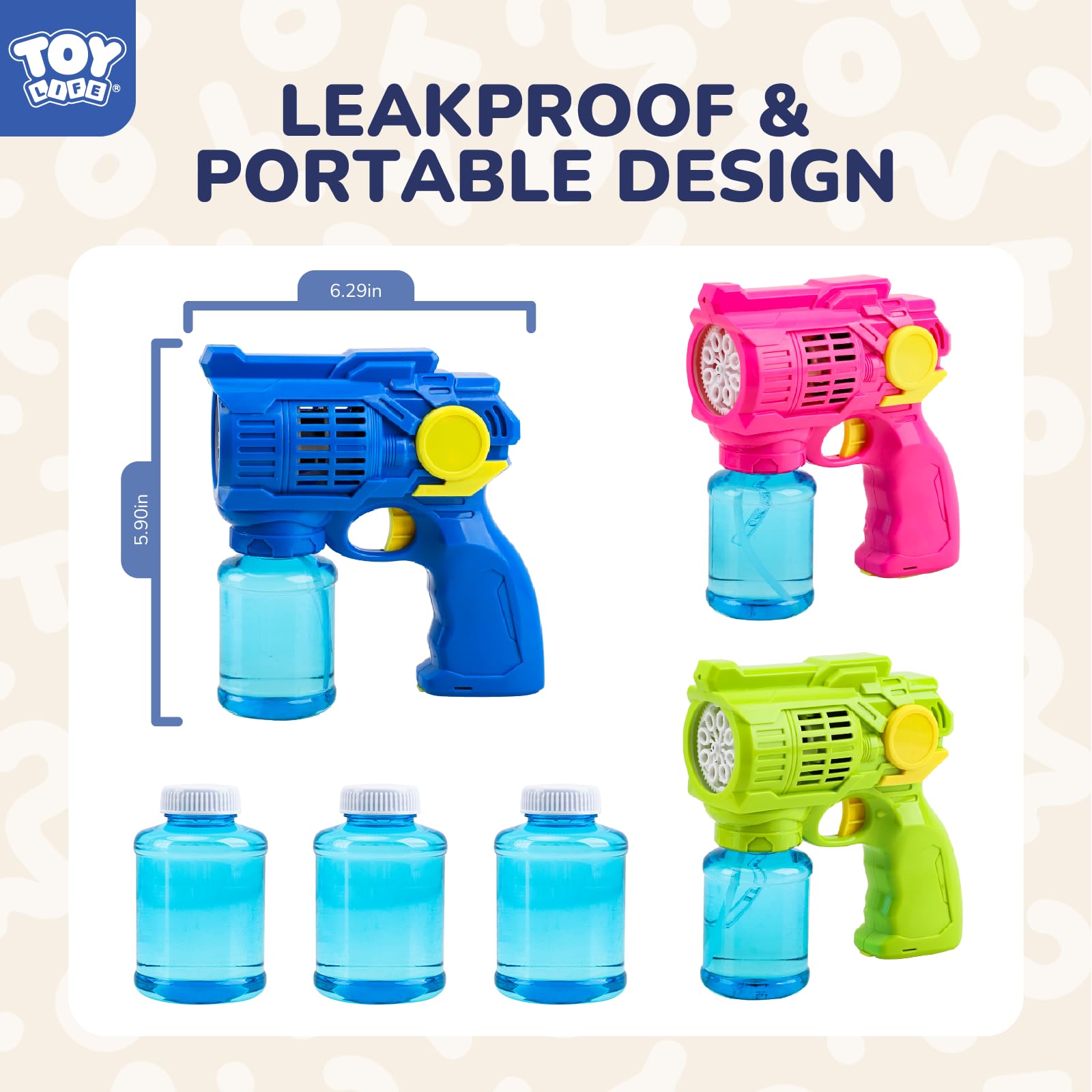 Toy Life 3 Pack Automatic Bubble Guns for Kids - Leakproof & Lightweight Bubble Blower Machine - Outdoor Summer Toys, Easter Basket Stuffers, Birthday Party Favors for Toddlers Boys & Girls - Perfect for Backyard Play, Birthday Parties, and Outdoor Festivals