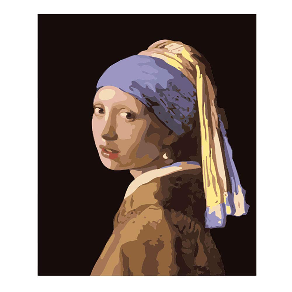 DIY Paint by Numbers Kit for Kids & Adults - Girl with Pearl Earrings Famous Painting - 16x20 Inch Oil Painting Canvas with Frame - Fun Educational Art Activity for Home Decor & Gift Giving