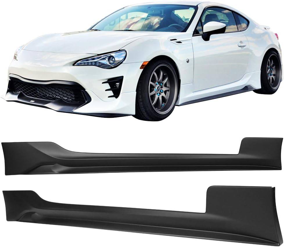 2017-2020 Toyota 86 TRD Style Side Skirts - Black PP Unpainted Rocker Panel - Matte Finish - Perfect for Car Enthusiasts & Street Racing Upgrades
