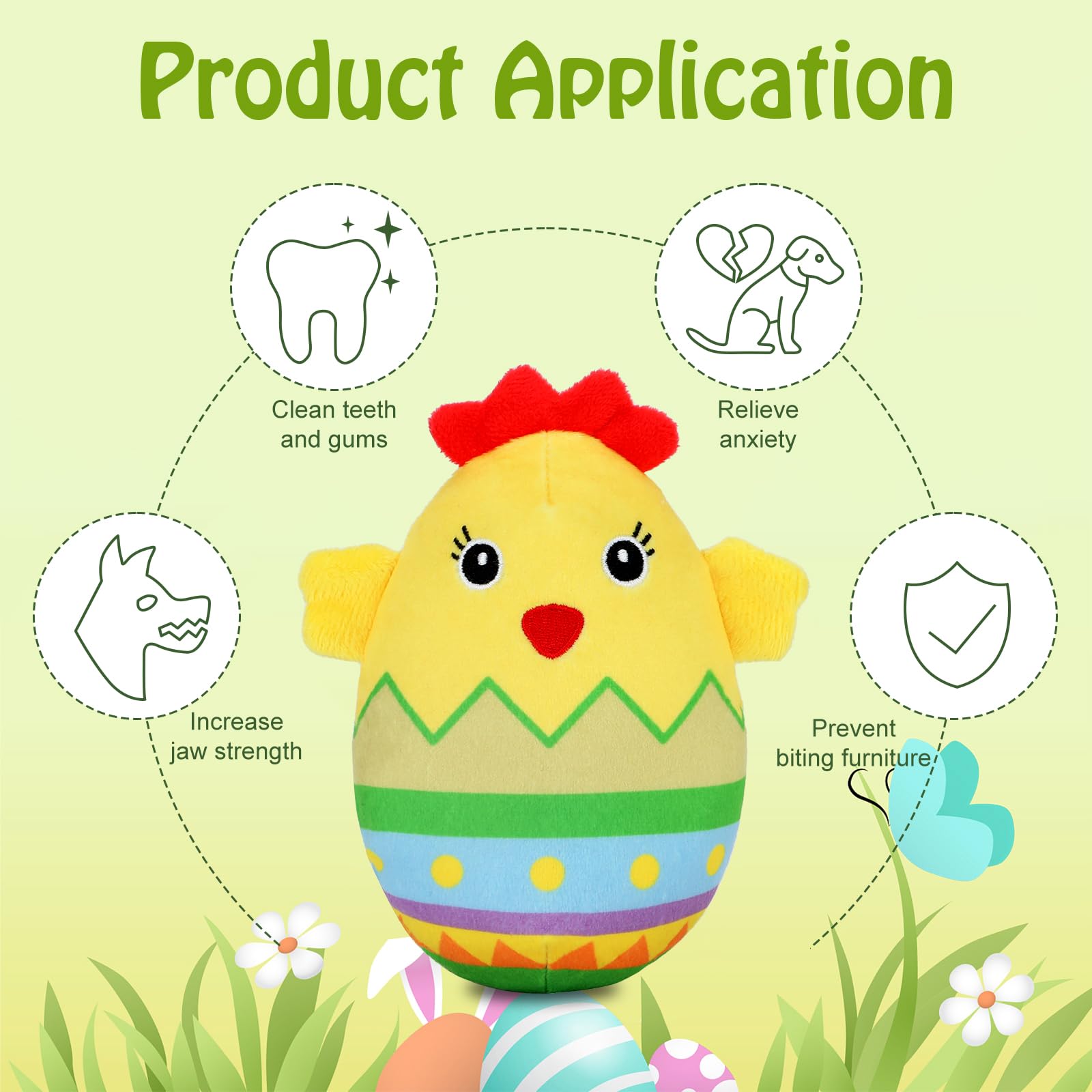 Rypet 3 Pack Easter Dog Toys - Squeaky Plush Chew Toys for Small & Medium Dogs (Chicken, Rabbit, Egg) - Fun Interactive Puppy Toys for Easter Gifts & Playtime