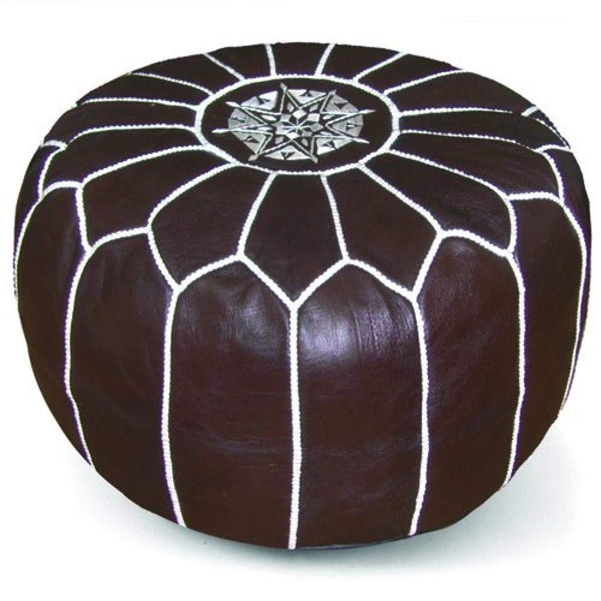 Handmade Moroccan Leather Pouf Ottoman - 20