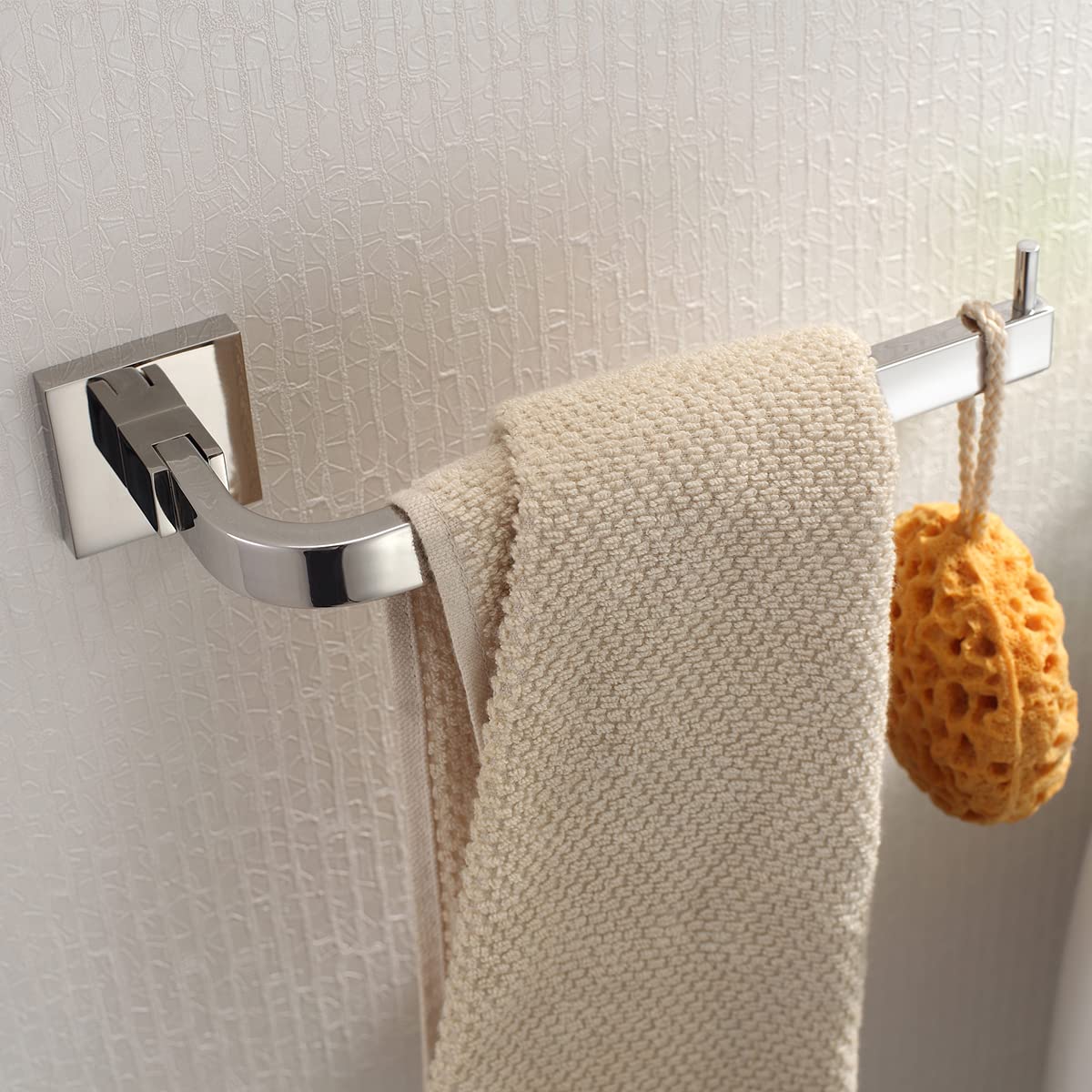 Stainless Steel Towel Hook Bars - Silver Polished Square Base 304 Stainless Steel Bathroom Wall Hooks for Bathroom, Kitchen, Hotel & Spa Accessories (Model KJ51309)