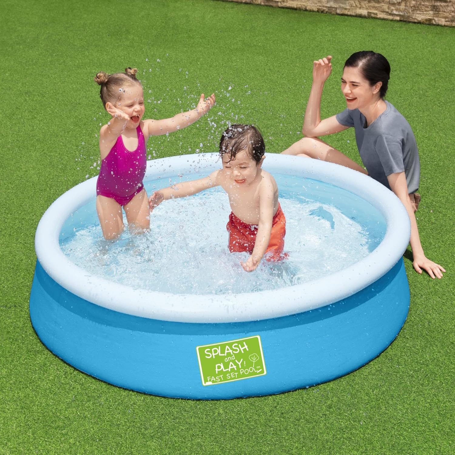 Bestway Fast Set Splash Pool for Kids - 5' x 15' Inflatable Swimming Pool, Easy Setup, Durable PVC Material, Outdoor Water Play for Summer Fun - Perfect for Backyards, Parties, and Family Gatherings